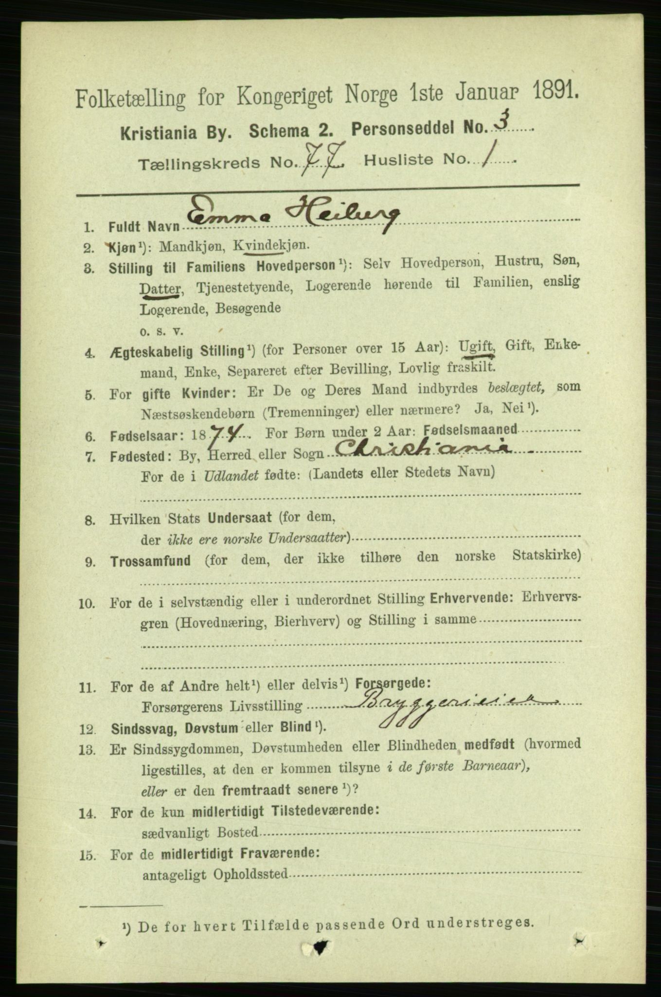 RA, 1891 census for 0301 Kristiania, 1891, p. 40564