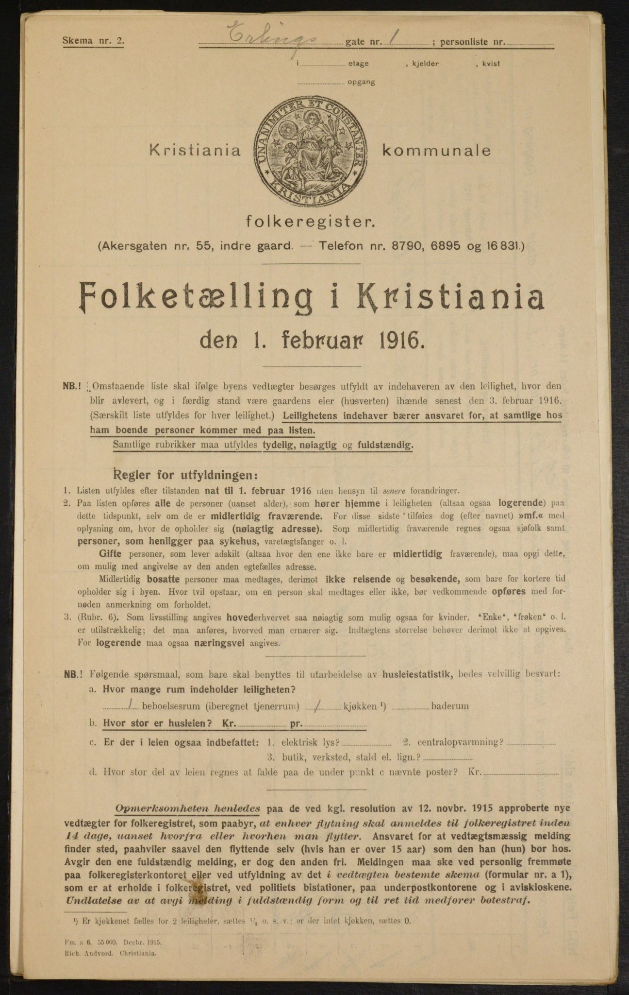 OBA, Municipal Census 1916 for Kristiania, 1916, p. 22356