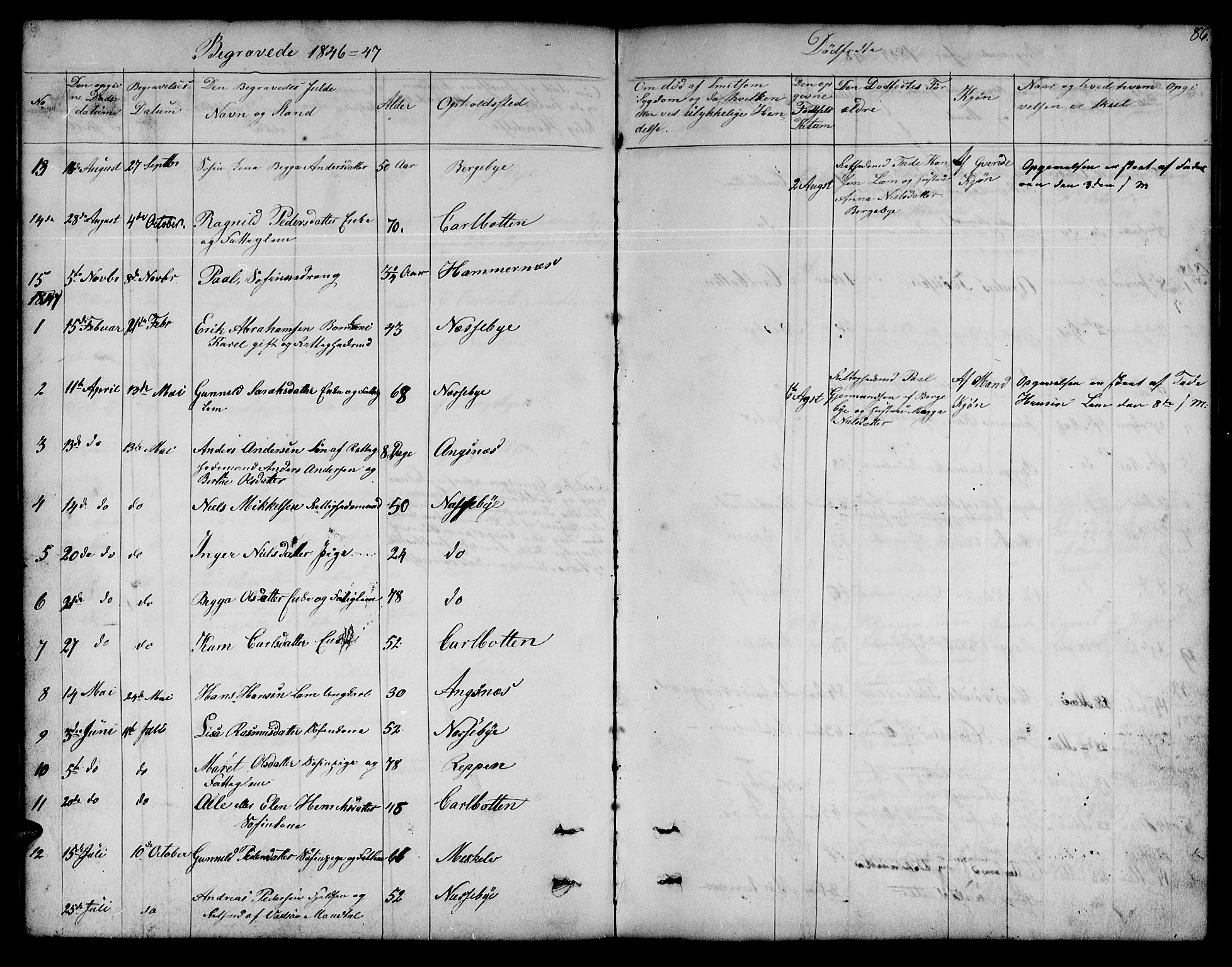 Nesseby sokneprestkontor, SATØ/S-1330/H/Hb/L0001klokker: Parish register (copy) no. 1, 1844-1861, p. 86