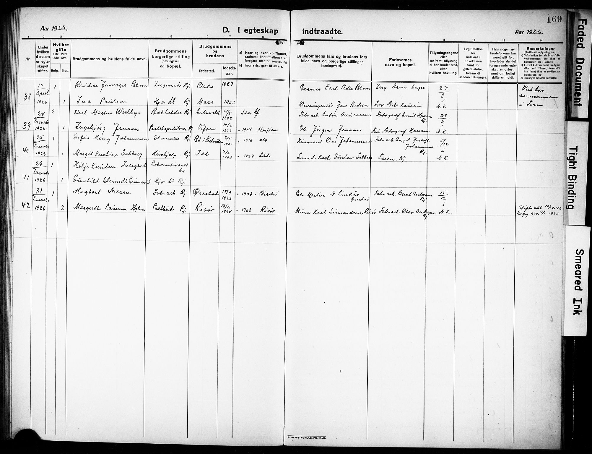 Rjukan kirkebøker, AV/SAKO-A-294/G/Ga/L0003: Parish register (copy) no. 3, 1920-1928, p. 169