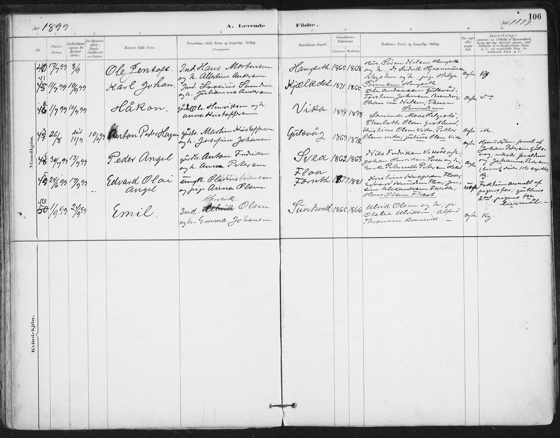 Ministerialprotokoller, klokkerbøker og fødselsregistre - Nordland, AV/SAT-A-1459/816/L0244: Parish register (official) no. 816A10, 1886-1903, p. 106