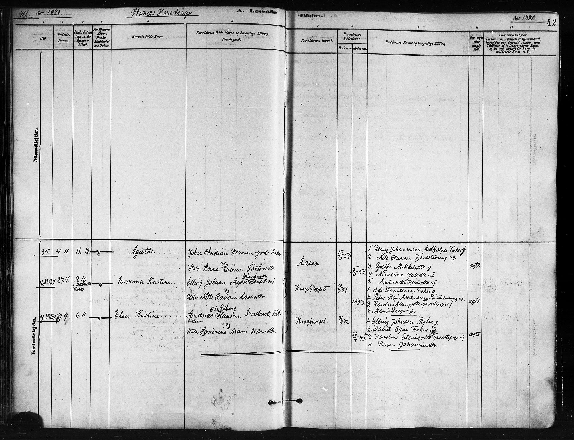 Ministerialprotokoller, klokkerbøker og fødselsregistre - Nordland, AV/SAT-A-1459/893/L1335: Parish register (official) no. 893A08 /1, 1878-1884, p. 42