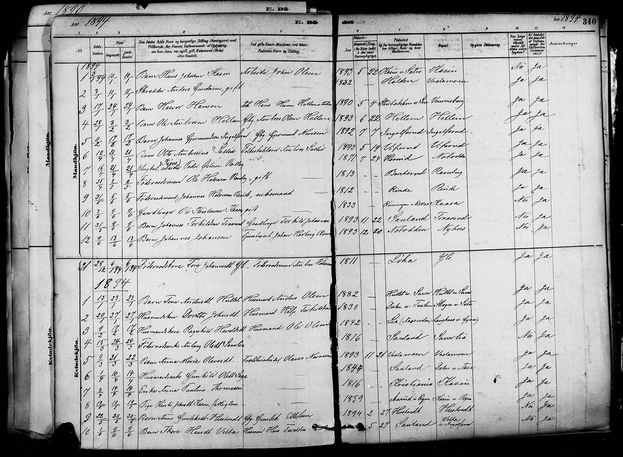 Heddal kirkebøker, SAKO/A-268/F/Fa/L0008: Parish register (official) no. I 8, 1878-1903, p. 340