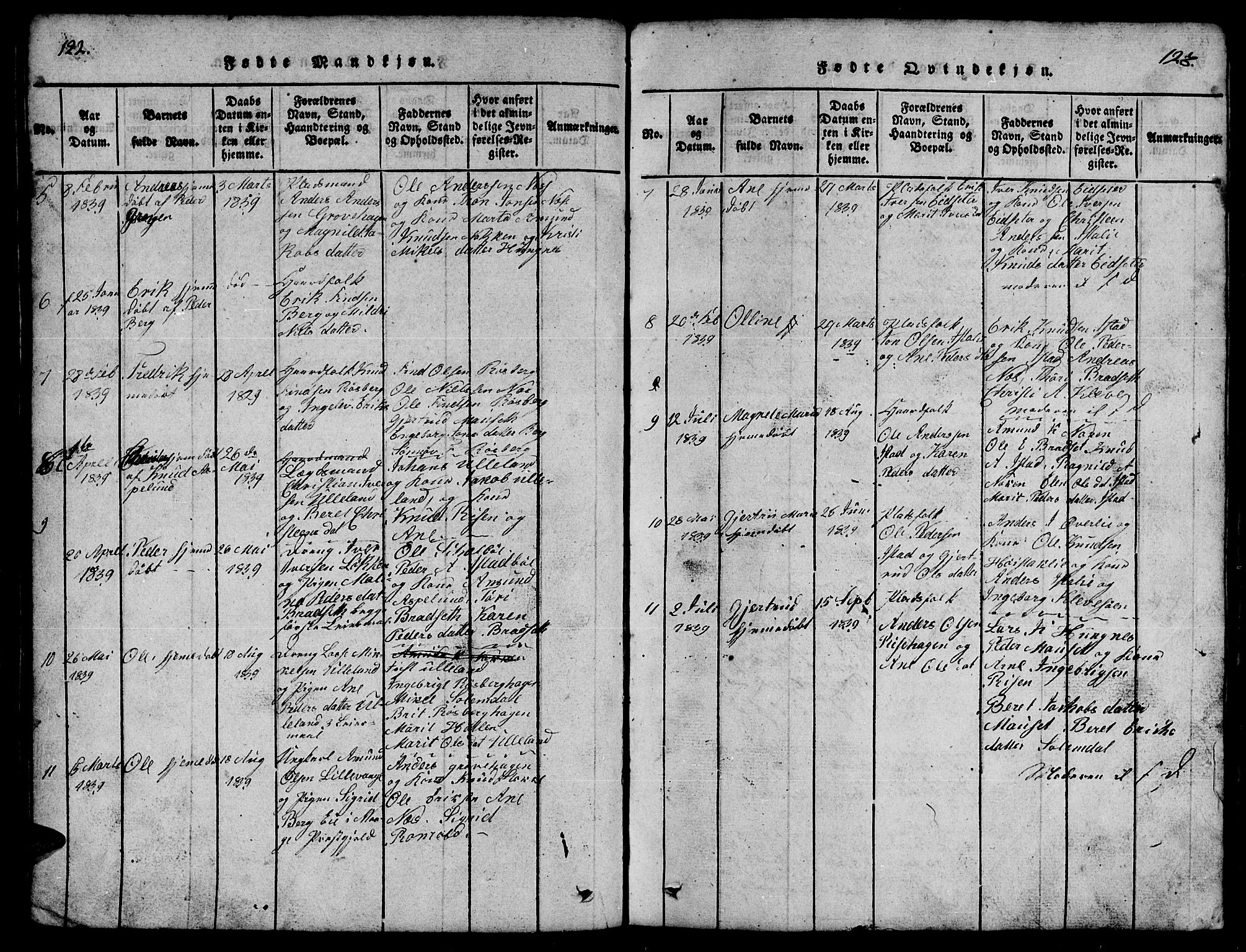 Ministerialprotokoller, klokkerbøker og fødselsregistre - Møre og Romsdal, AV/SAT-A-1454/557/L0683: Parish register (copy) no. 557C01, 1818-1862, p. 122-123