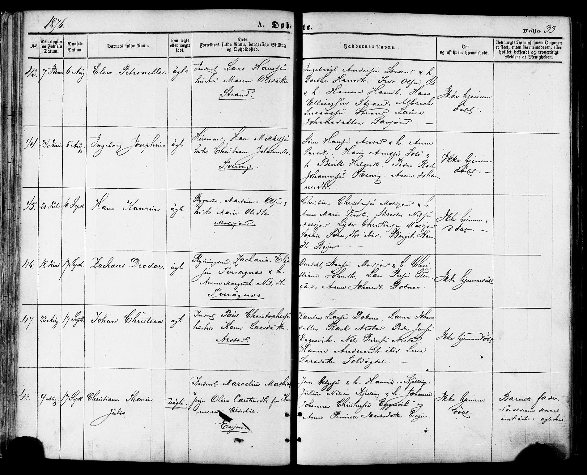 Ministerialprotokoller, klokkerbøker og fødselsregistre - Nordland, AV/SAT-A-1459/846/L0645: Parish register (official) no. 846A03, 1872-1886, p. 33