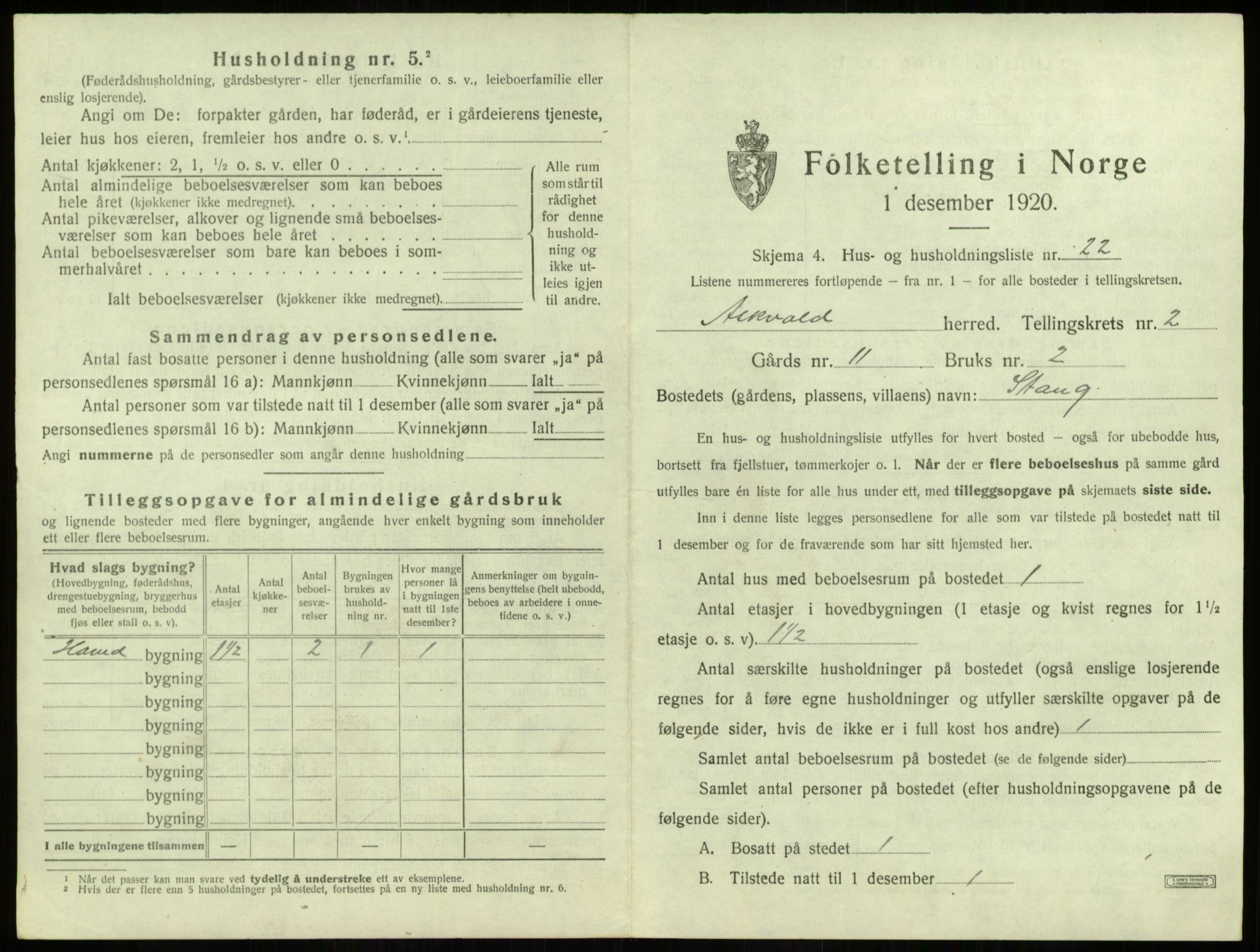 SAB, 1920 census for Askvoll, 1920, p. 194