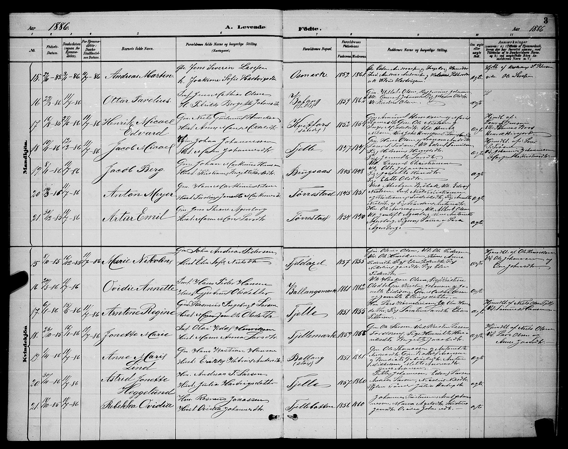 Ministerialprotokoller, klokkerbøker og fødselsregistre - Nordland, AV/SAT-A-1459/863/L0914: Parish register (copy) no. 863C04, 1886-1897, p. 3