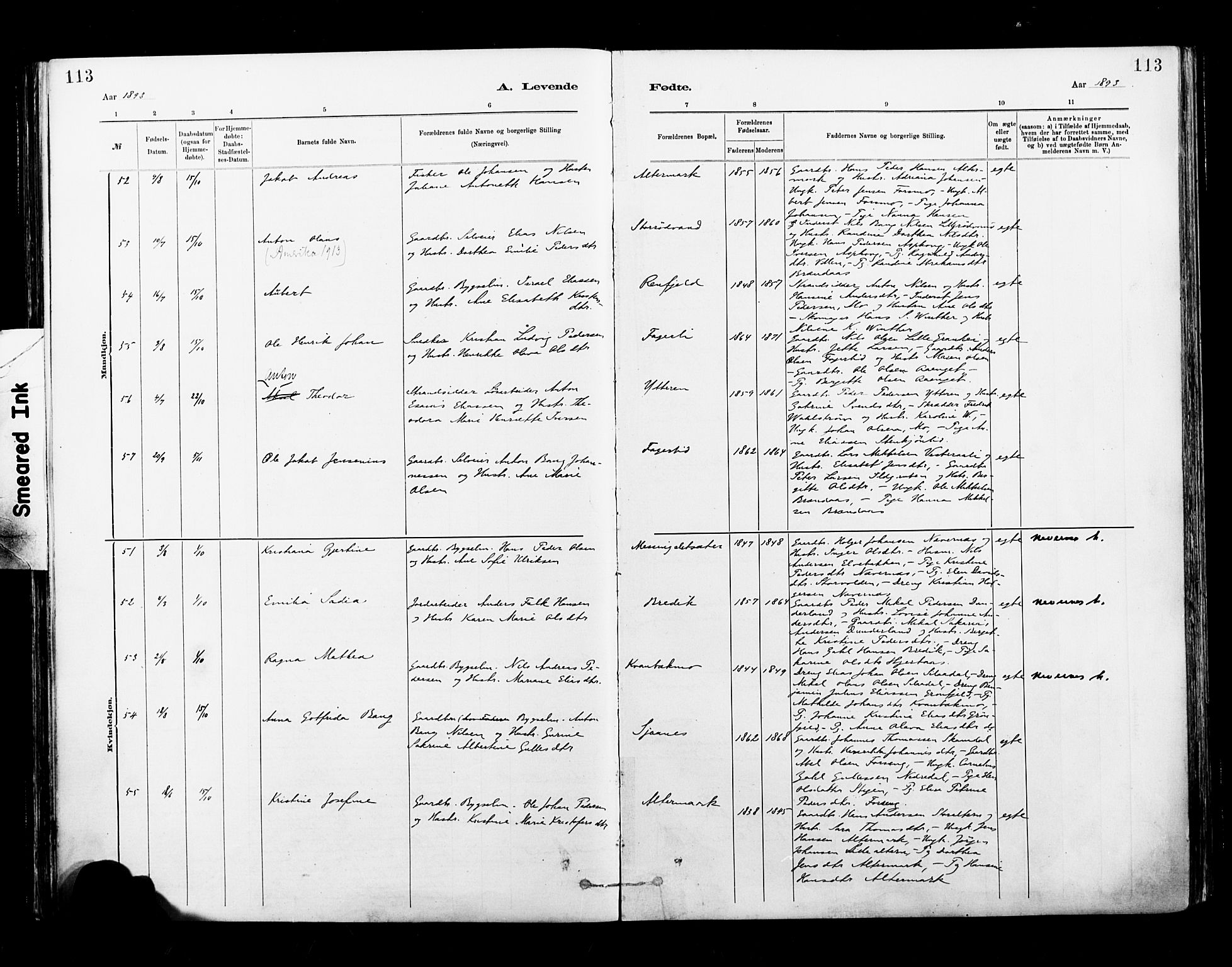 Ministerialprotokoller, klokkerbøker og fødselsregistre - Nordland, AV/SAT-A-1459/827/L0400: Parish register (official) no. 827A12, 1883-1903, p. 113