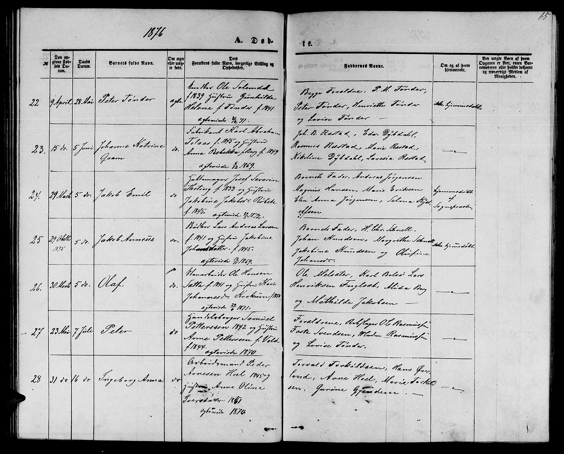 Ministerialprotokoller, klokkerbøker og fødselsregistre - Møre og Romsdal, AV/SAT-A-1454/558/L0701: Parish register (copy) no. 558C02, 1862-1879, p. 65