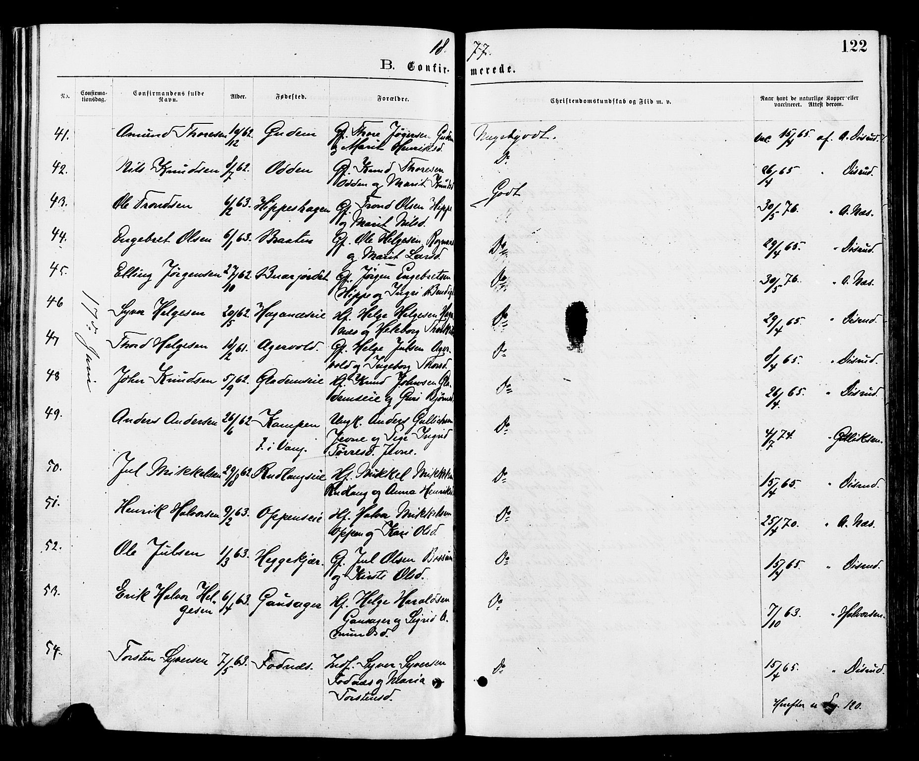 Nord-Aurdal prestekontor, SAH/PREST-132/H/Ha/Haa/L0009: Parish register (official) no. 9, 1876-1882, p. 122