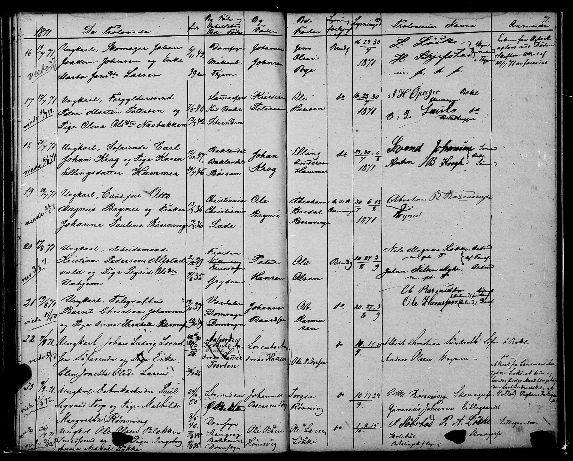 Ministerialprotokoller, klokkerbøker og fødselsregistre - Sør-Trøndelag, SAT/A-1456/604/L0187: Parish register (official) no. 604A08, 1847-1878, p. 71