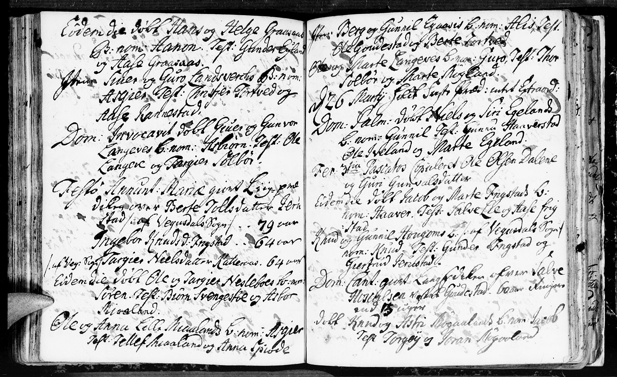 Evje sokneprestkontor, AV/SAK-1111-0008/F/Fa/Fac/L0001: Parish register (official) no. A 1, 1705-1764, p. 221-222