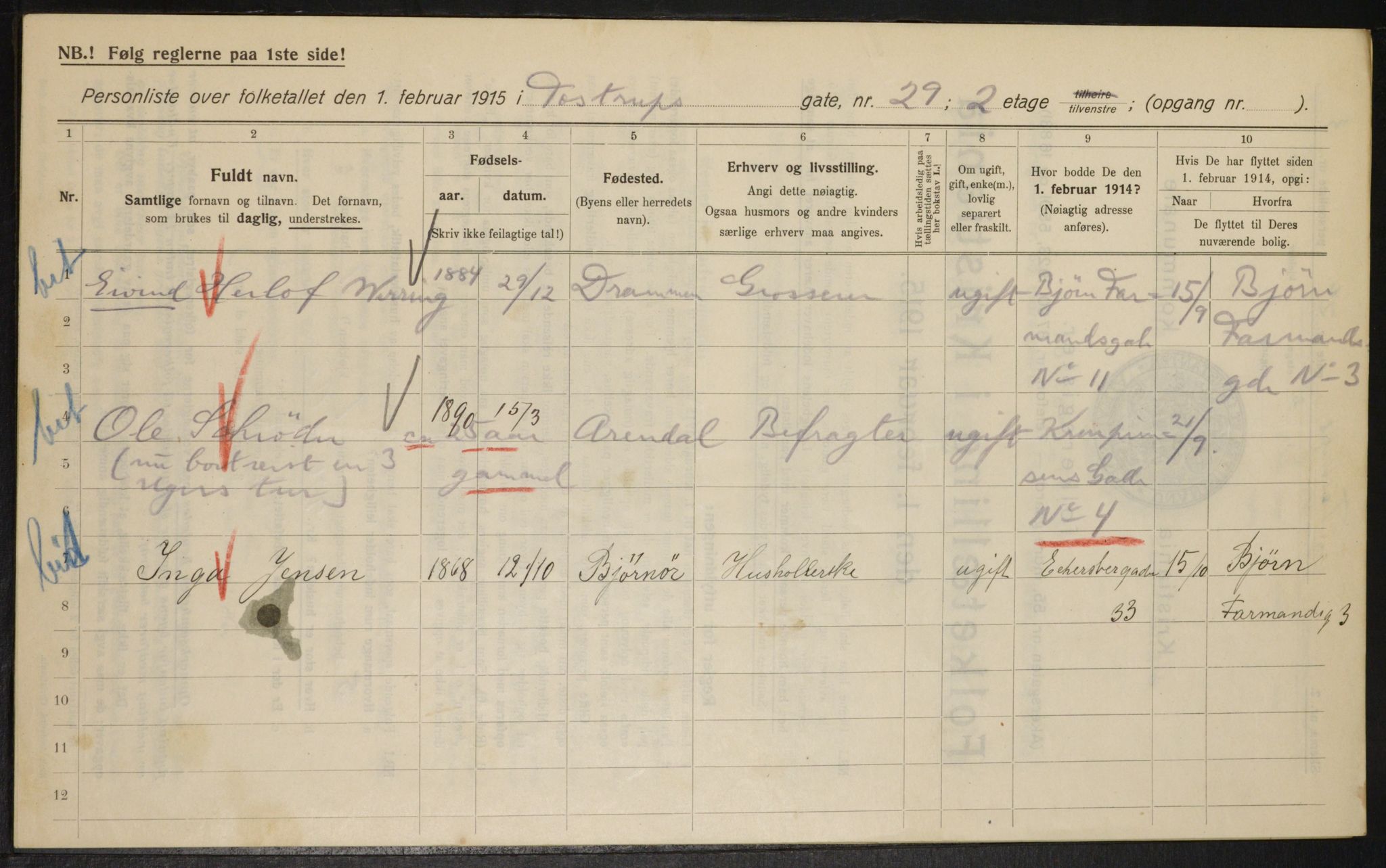 OBA, Municipal Census 1915 for Kristiania, 1915, p. 115616