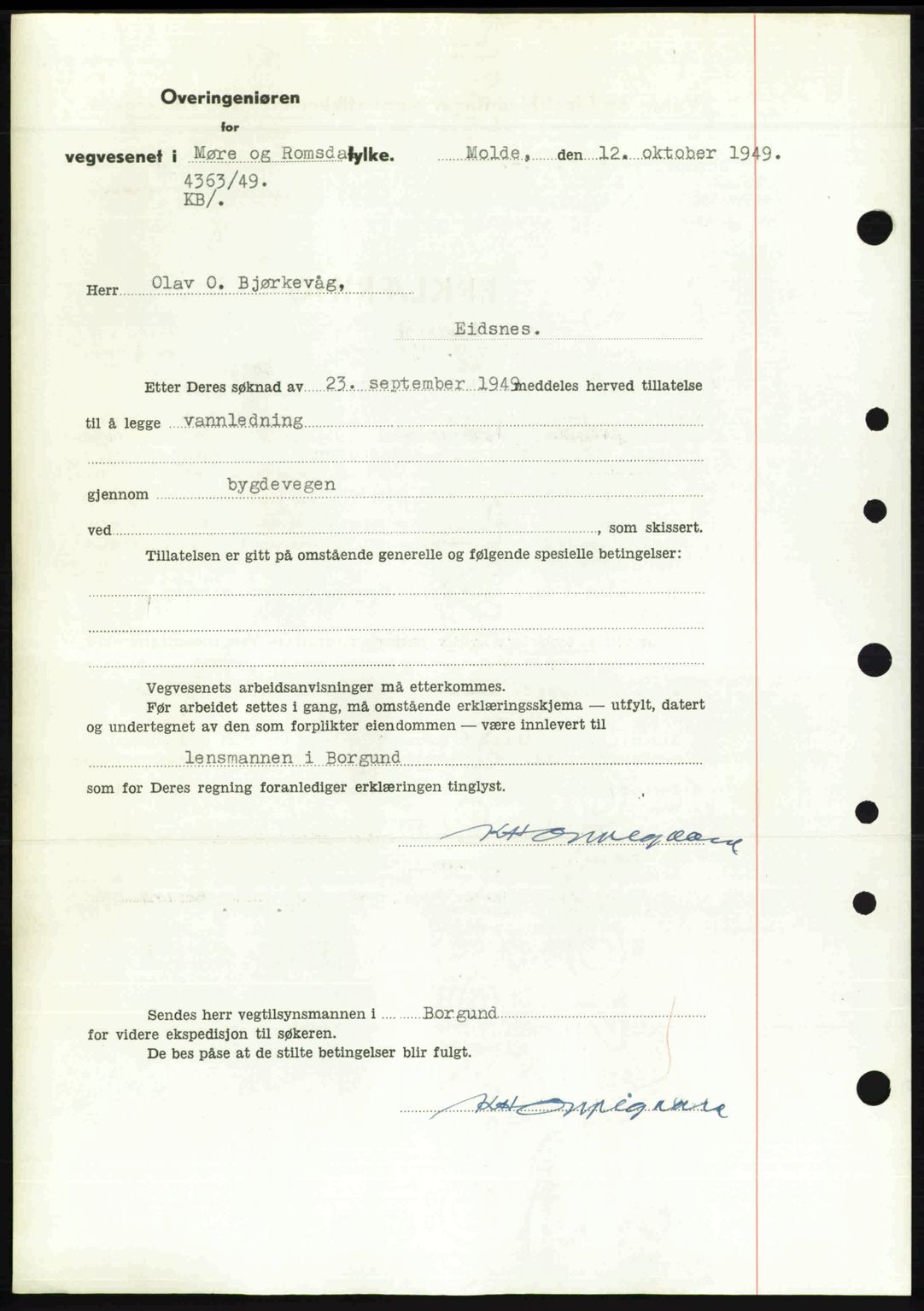 Nordre Sunnmøre sorenskriveri, AV/SAT-A-0006/1/2/2C/2Ca: Mortgage book no. A32, 1949-1949, Diary no: : 2329/1949