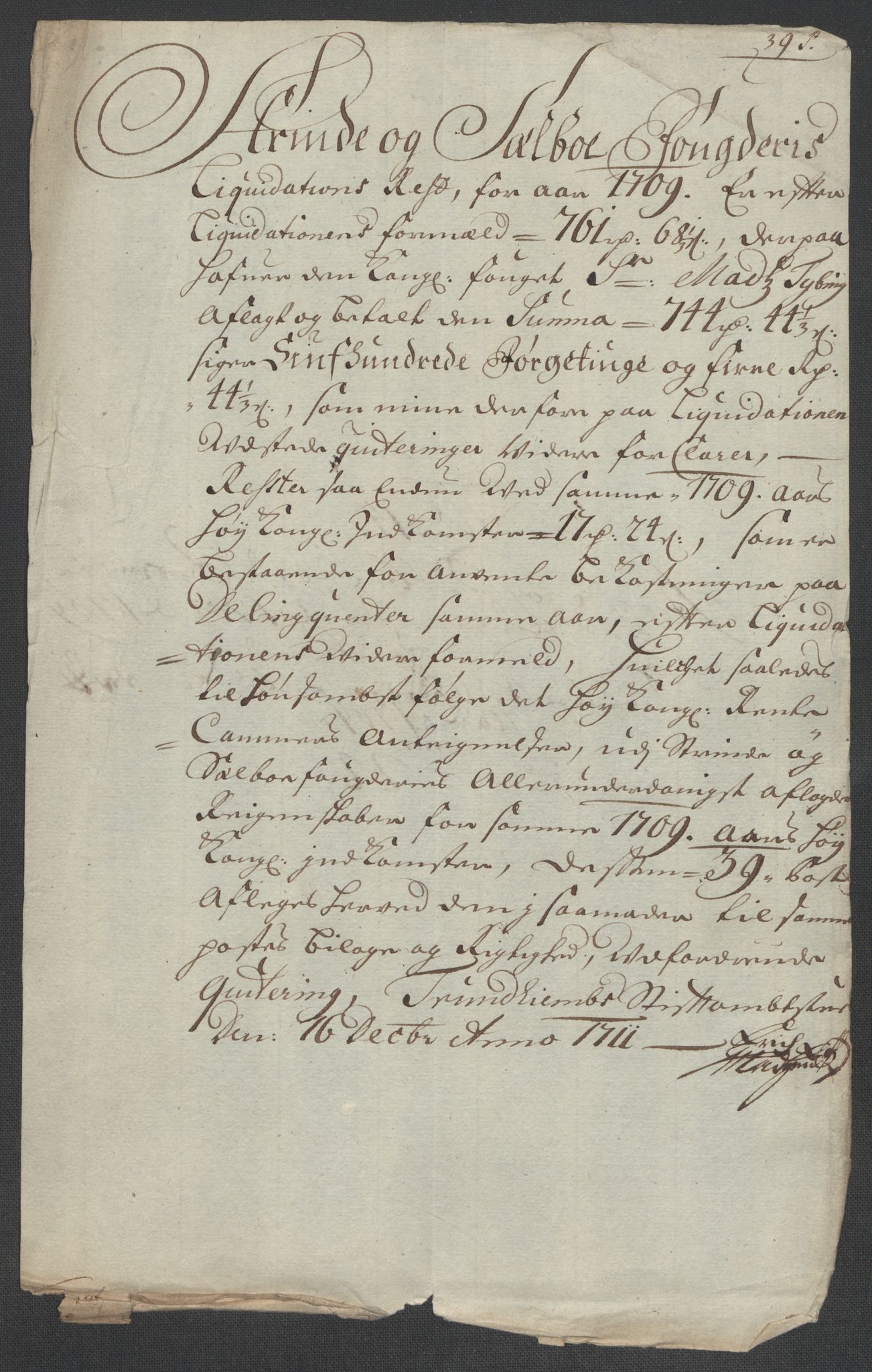 Rentekammeret inntil 1814, Reviderte regnskaper, Fogderegnskap, RA/EA-4092/R61/L4111: Fogderegnskap Strinda og Selbu, 1709-1710, p. 192