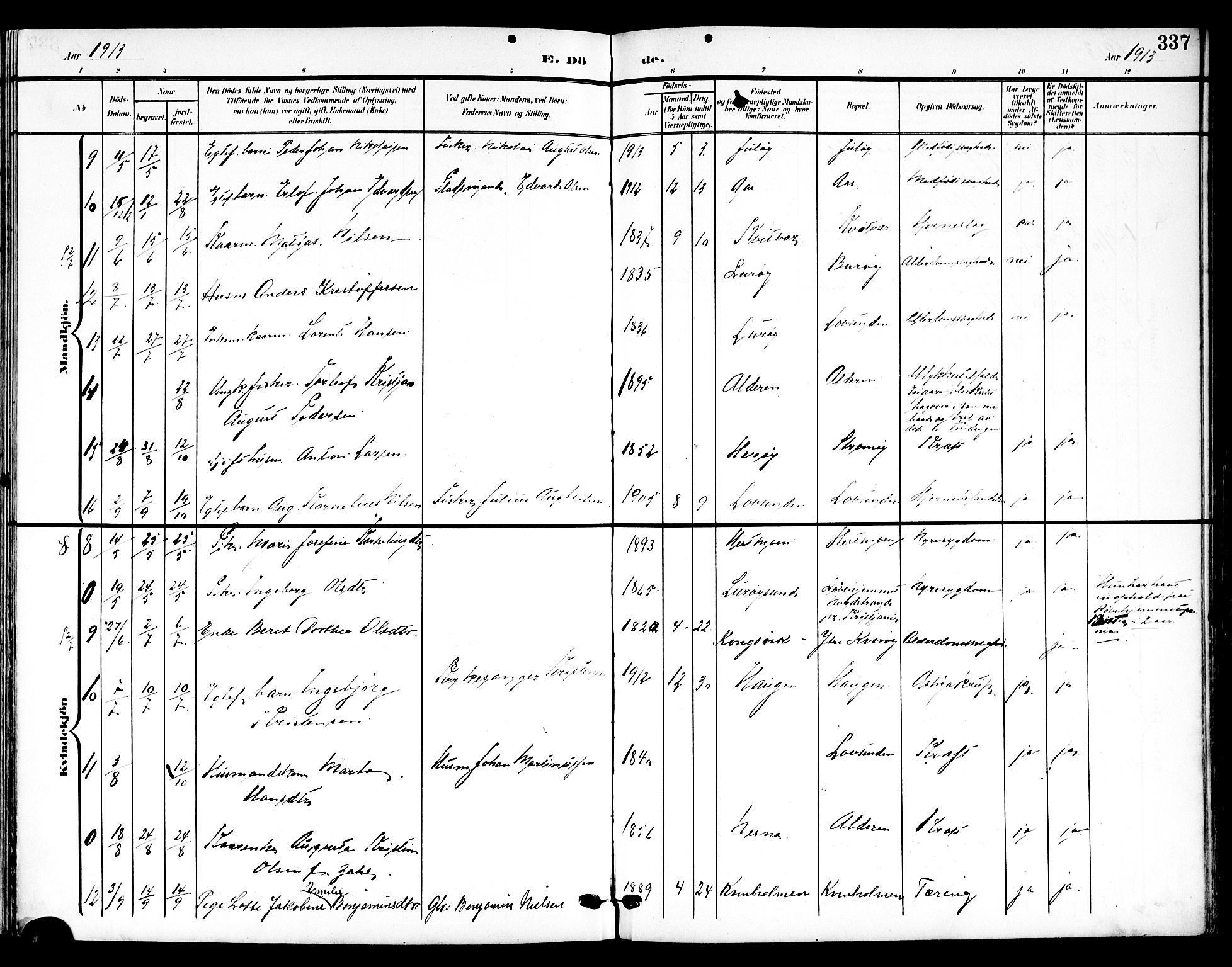 Ministerialprotokoller, klokkerbøker og fødselsregistre - Nordland, SAT/A-1459/839/L0569: Parish register (official) no. 839A06, 1903-1922, p. 337