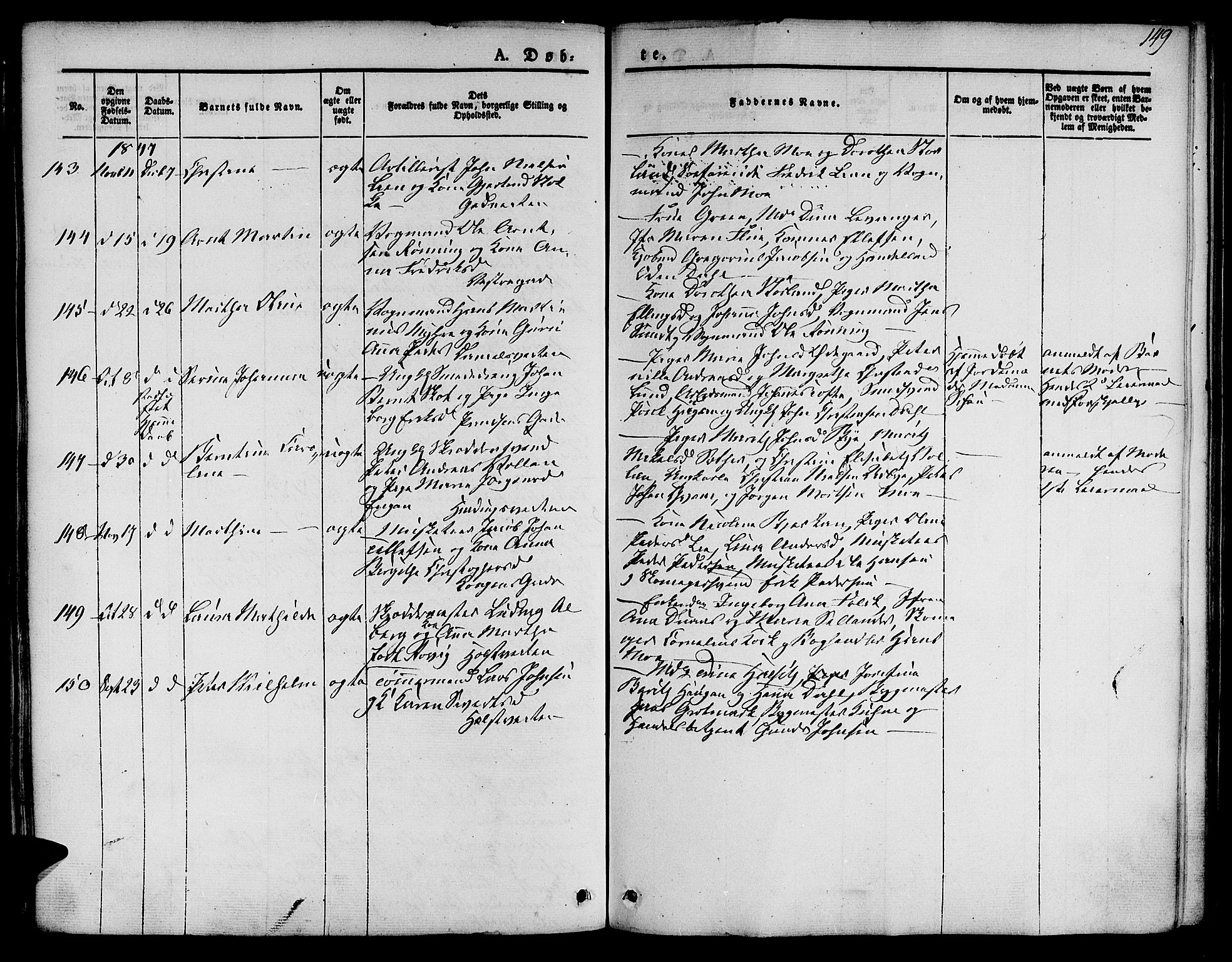 Ministerialprotokoller, klokkerbøker og fødselsregistre - Sør-Trøndelag, SAT/A-1456/601/L0048: Parish register (official) no. 601A16, 1840-1847, p. 149