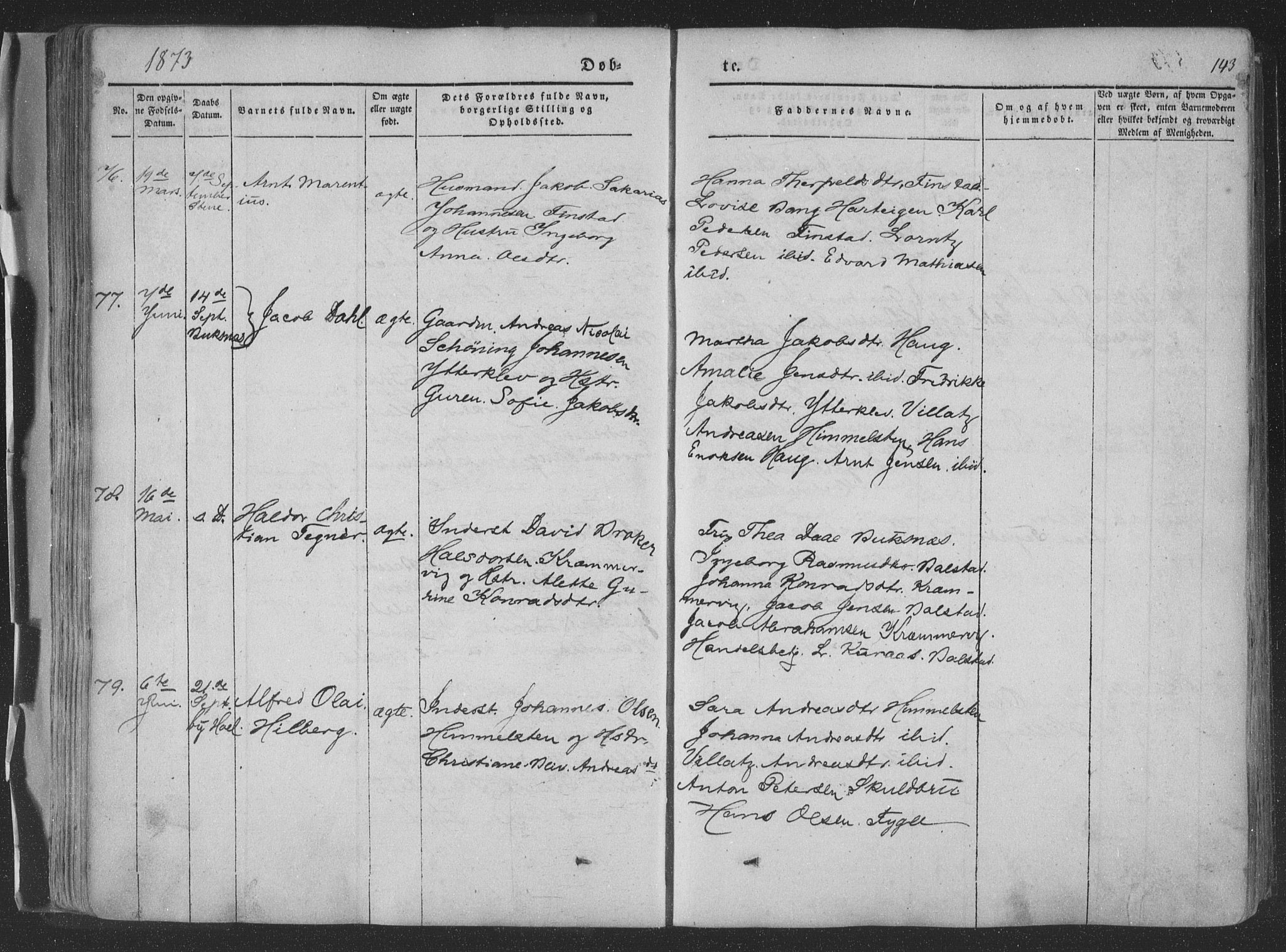 Ministerialprotokoller, klokkerbøker og fødselsregistre - Nordland, SAT/A-1459/881/L1165: Parish register (copy) no. 881C02, 1854-1876, p. 143