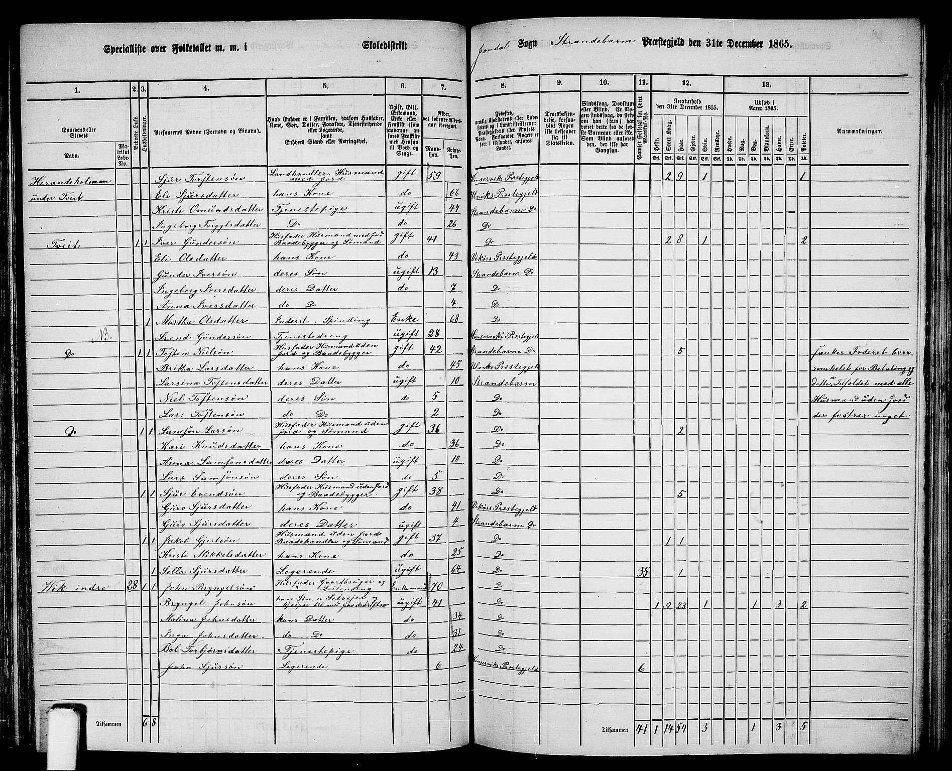 RA, 1865 census for Strandebarm, 1865, p. 152