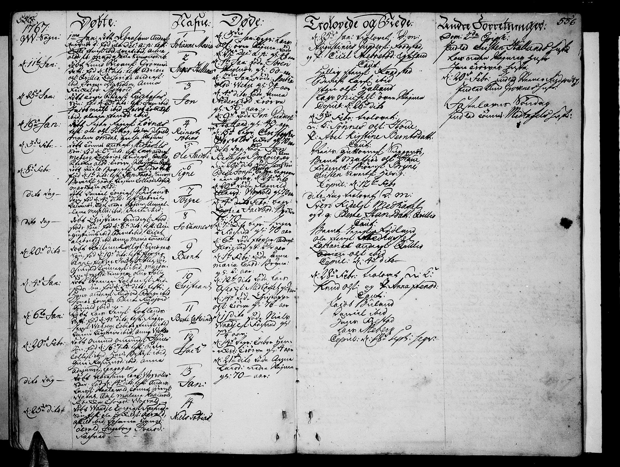 Lista sokneprestkontor, AV/SAK-1111-0027/F/Fa/L0003: Parish register (official) no. A 3 /1, 1743-1767, p. 555-556