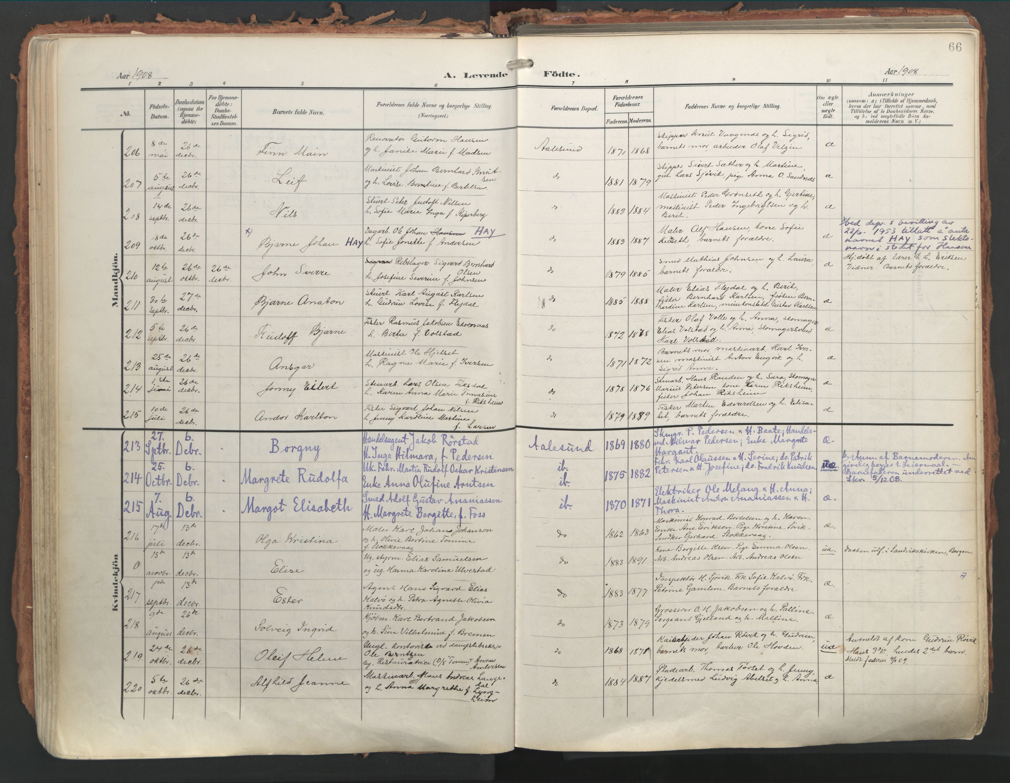 Ministerialprotokoller, klokkerbøker og fødselsregistre - Møre og Romsdal, AV/SAT-A-1454/529/L0460: Parish register (official) no. 529A10, 1906-1917, p. 66