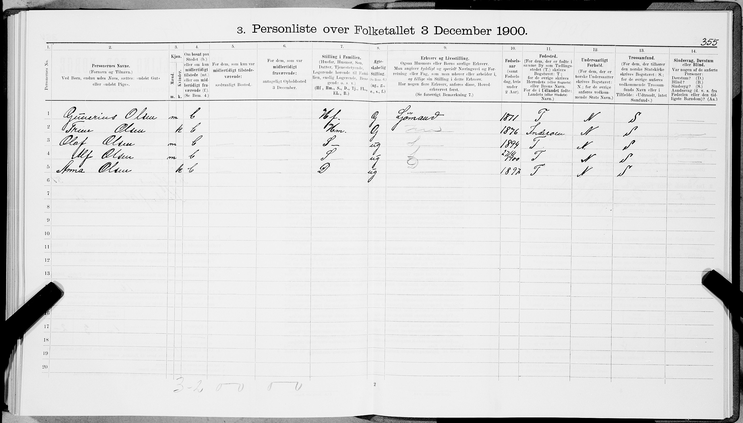 SAT, 1900 census for Trondheim, 1900, p. 8680