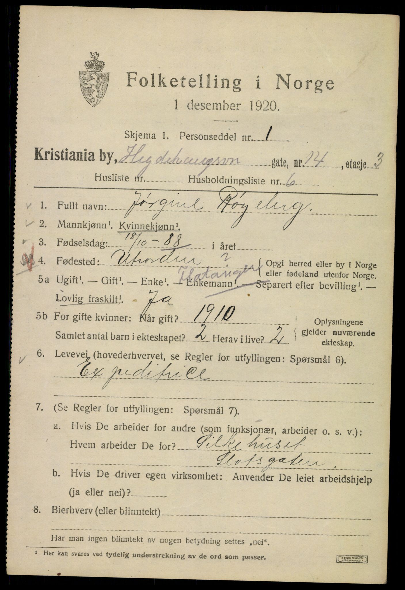 SAO, 1920 census for Kristiania, 1920, p. 302969