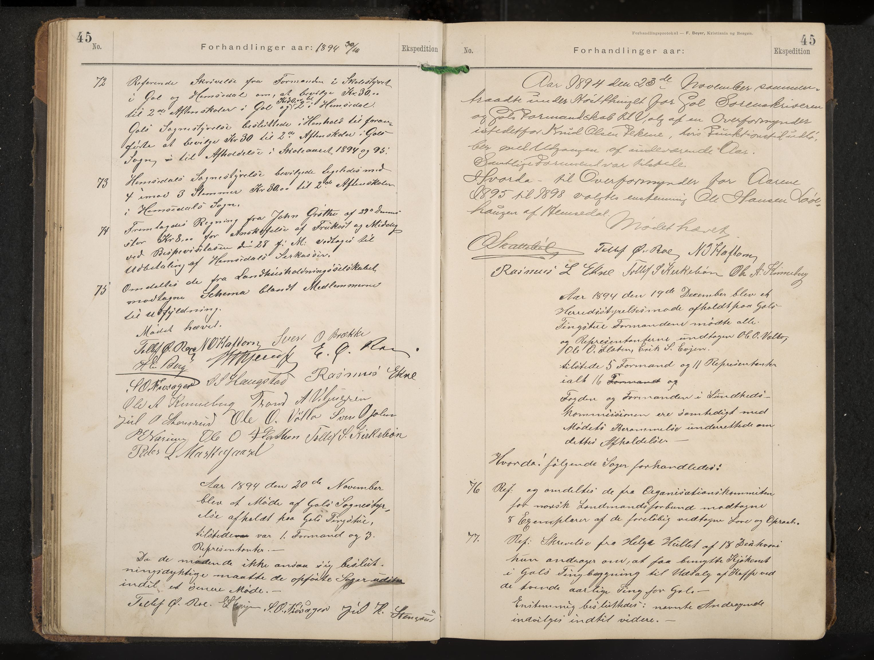 Gol formannskap og sentraladministrasjon, IKAK/0617021-1/A/Aa/L0003: Møtebok, 1892-1905, p. 45