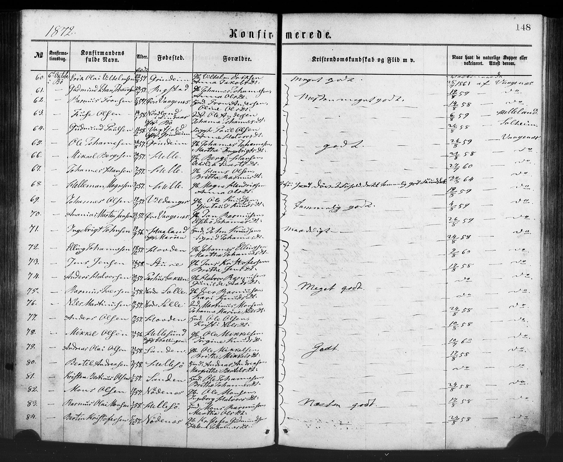 Manger sokneprestembete, AV/SAB-A-76801/H/Haa: Parish register (official) no. A 8, 1871-1880, p. 148