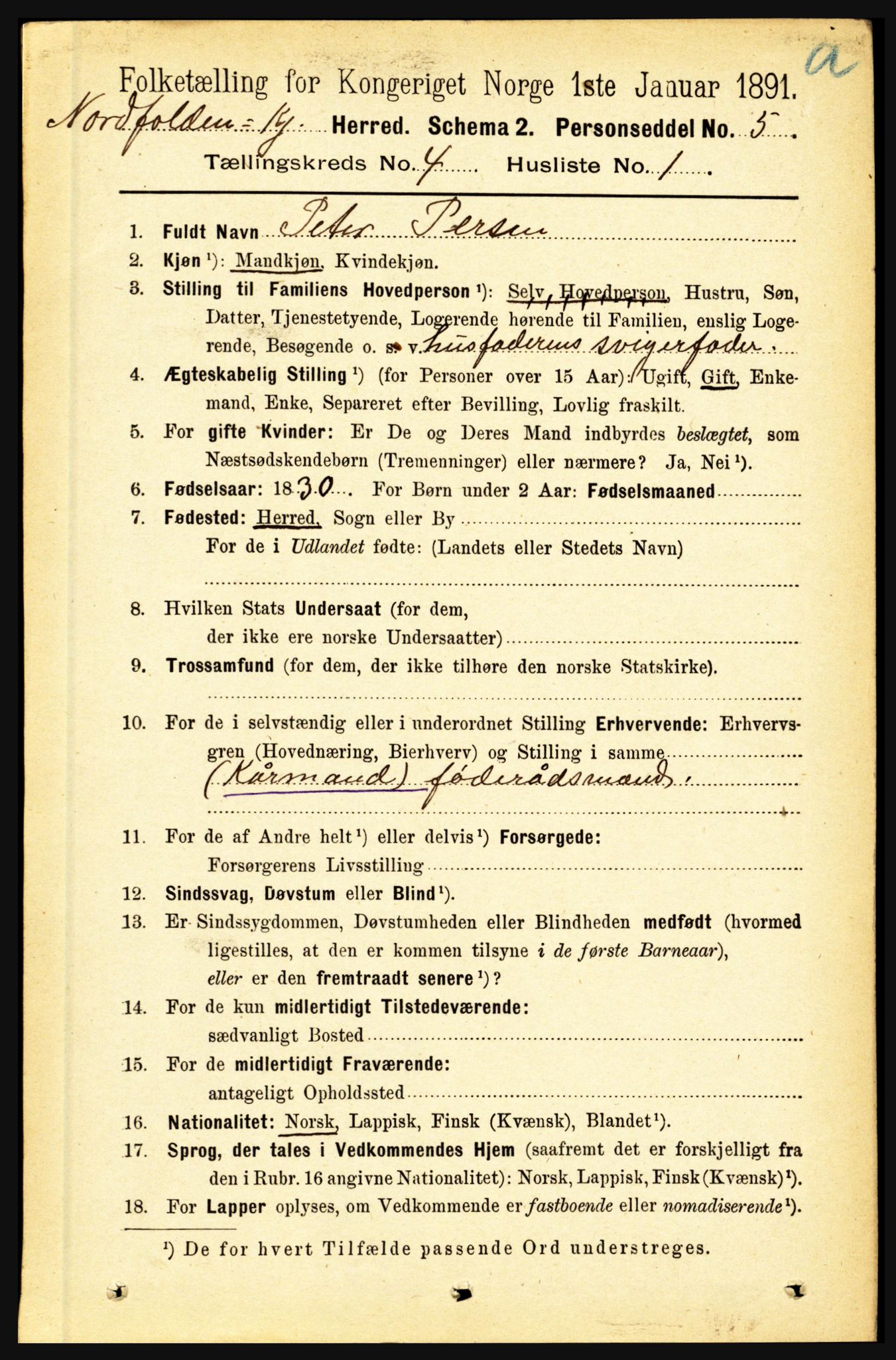 RA, 1891 census for 1846 Nordfold-Kjerringøy, 1891, p. 937