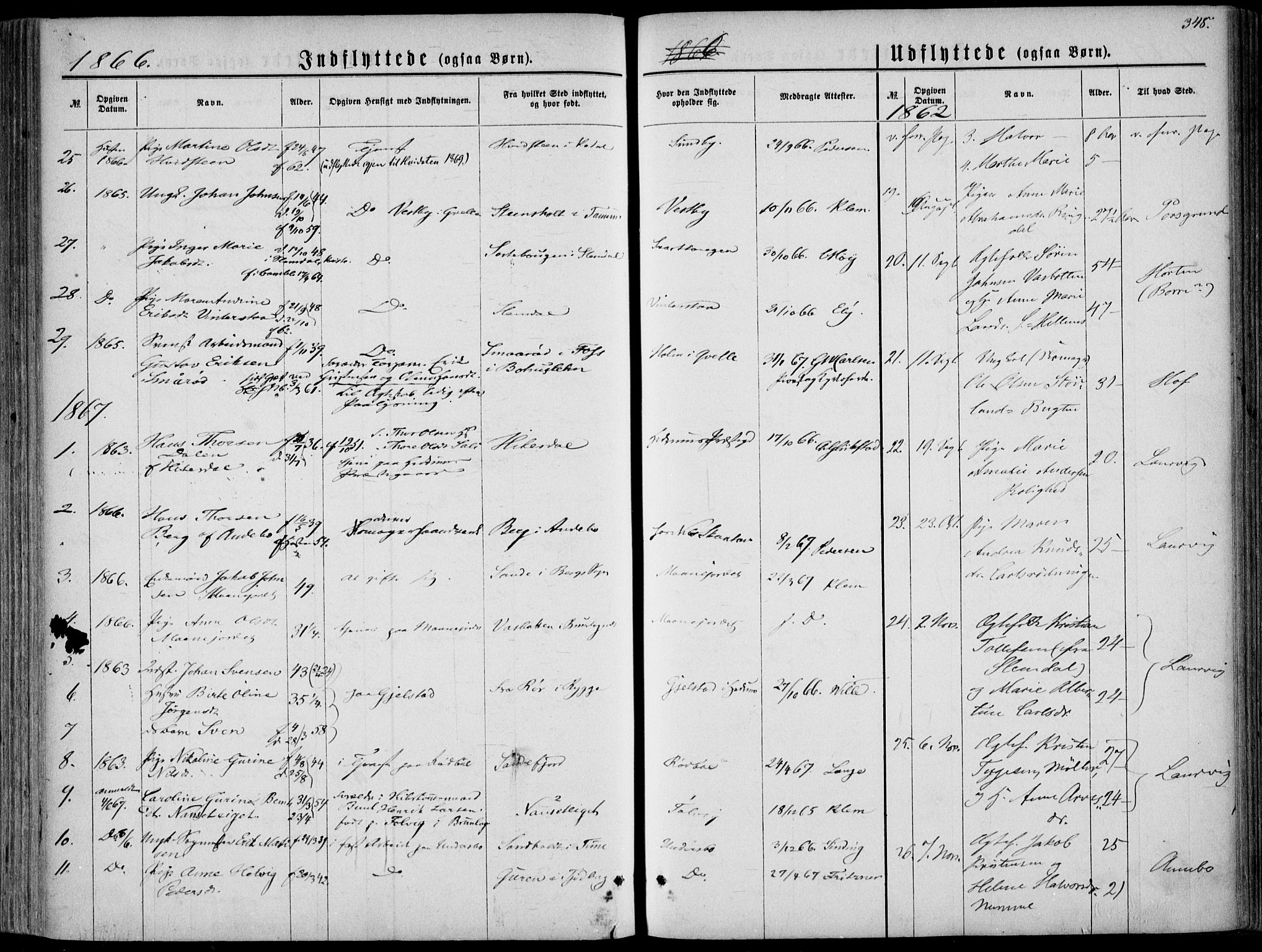 Hedrum kirkebøker, AV/SAKO-A-344/F/Fa/L0007: Parish register (official) no. I 7, 1857-1868, p. 348