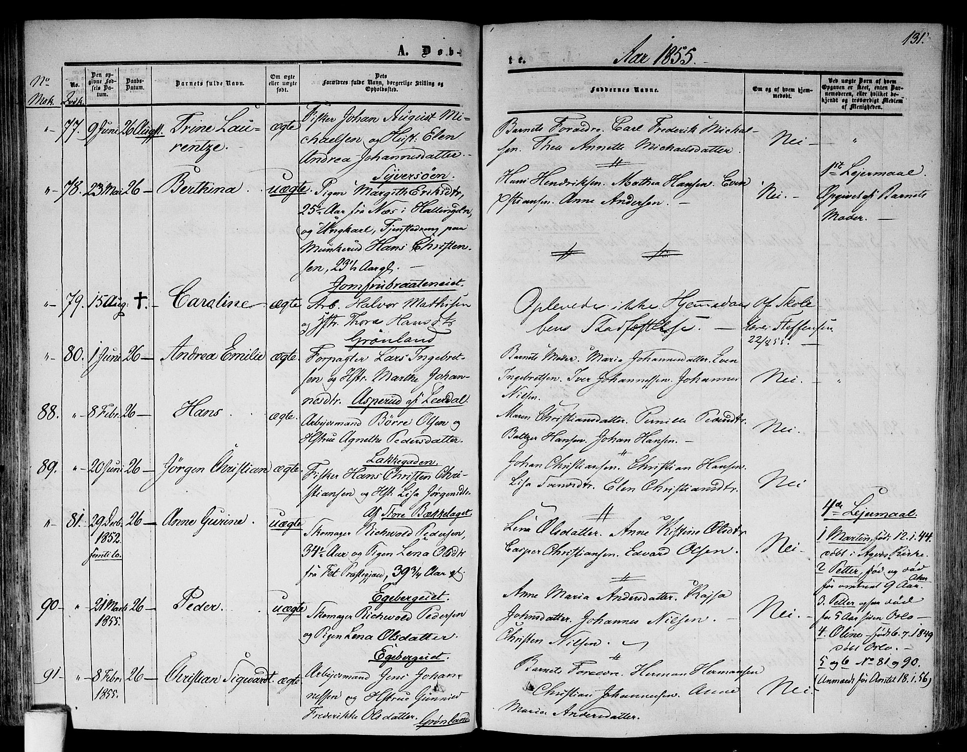 Gamlebyen prestekontor Kirkebøker, AV/SAO-A-10884/F/Fa/L0004: Parish register (official) no. 4, 1850-1857, p. 131