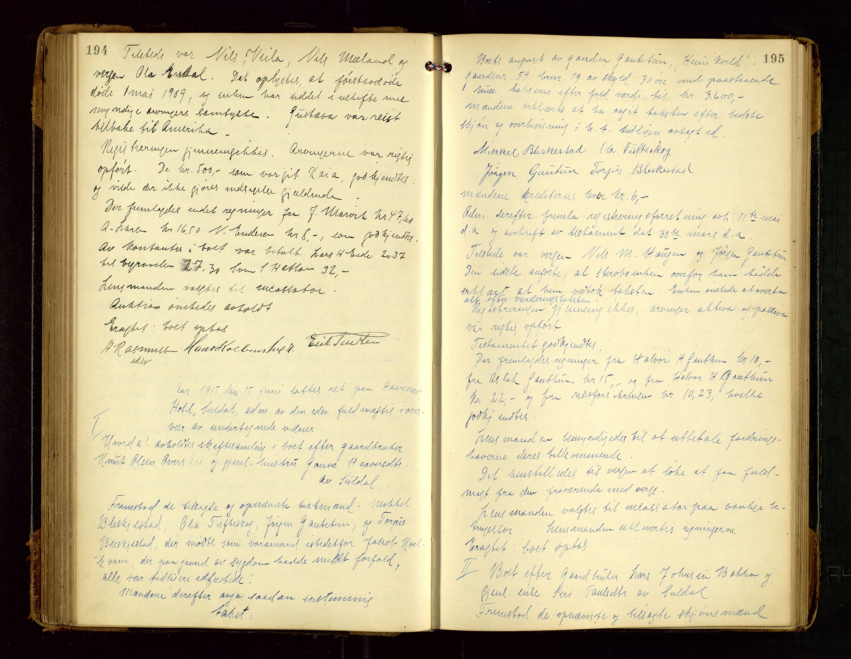 Ryfylke tingrett, AV/SAST-A-100055/001/IV/IVF/L0015: Skifteforhandlingsprotokoll, 1910-1928, p. 194-195