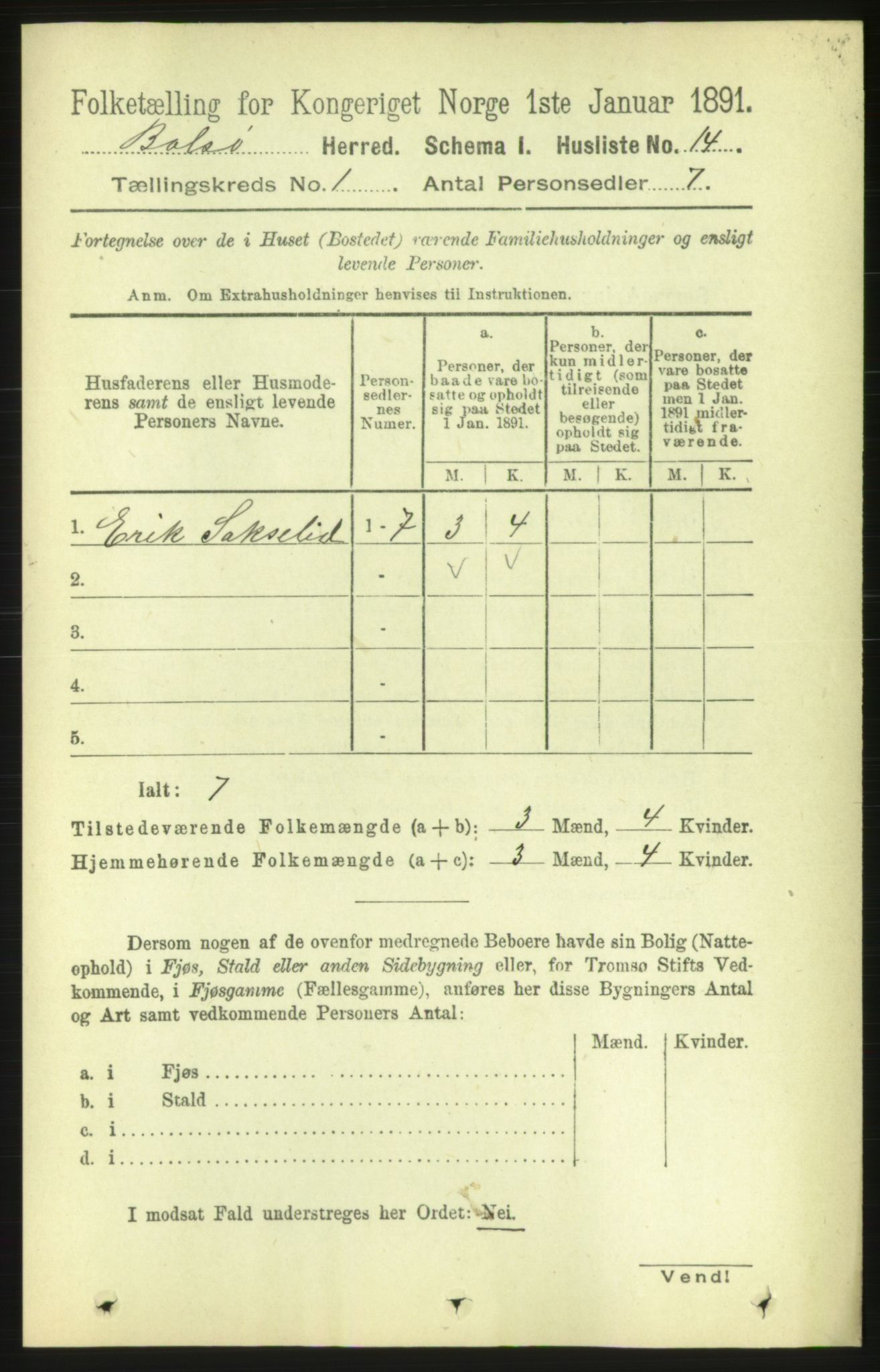 RA, 1891 census for 1544 Bolsøy, 1891, p. 45