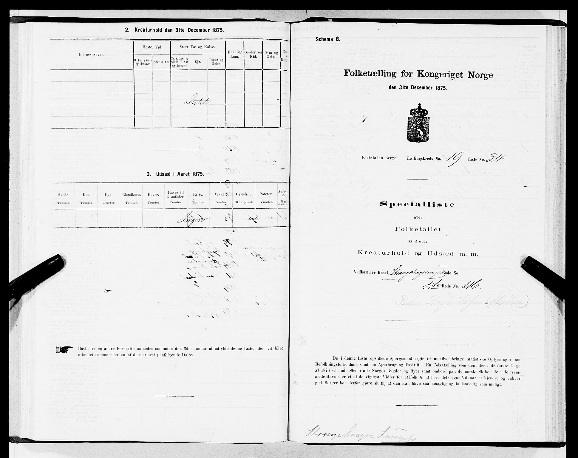 SAB, 1875 census for 1301 Bergen, 1875, p. 1009