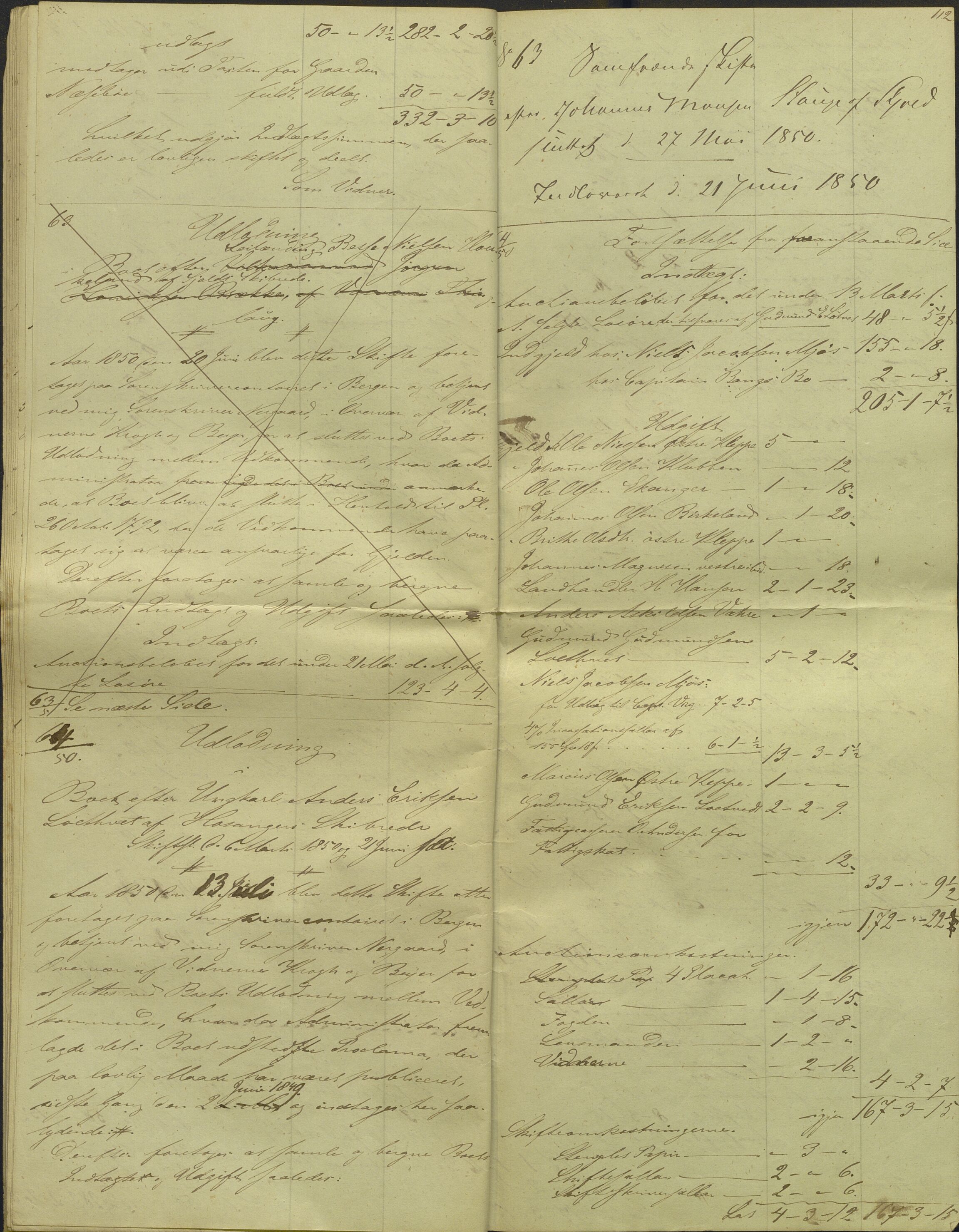 Nordhordland sorenskrivar, AV/SAB-A-2901/1/H/Hd/Hdb/L0001: Konsept til utlodningar, 1850-1852, p. 130