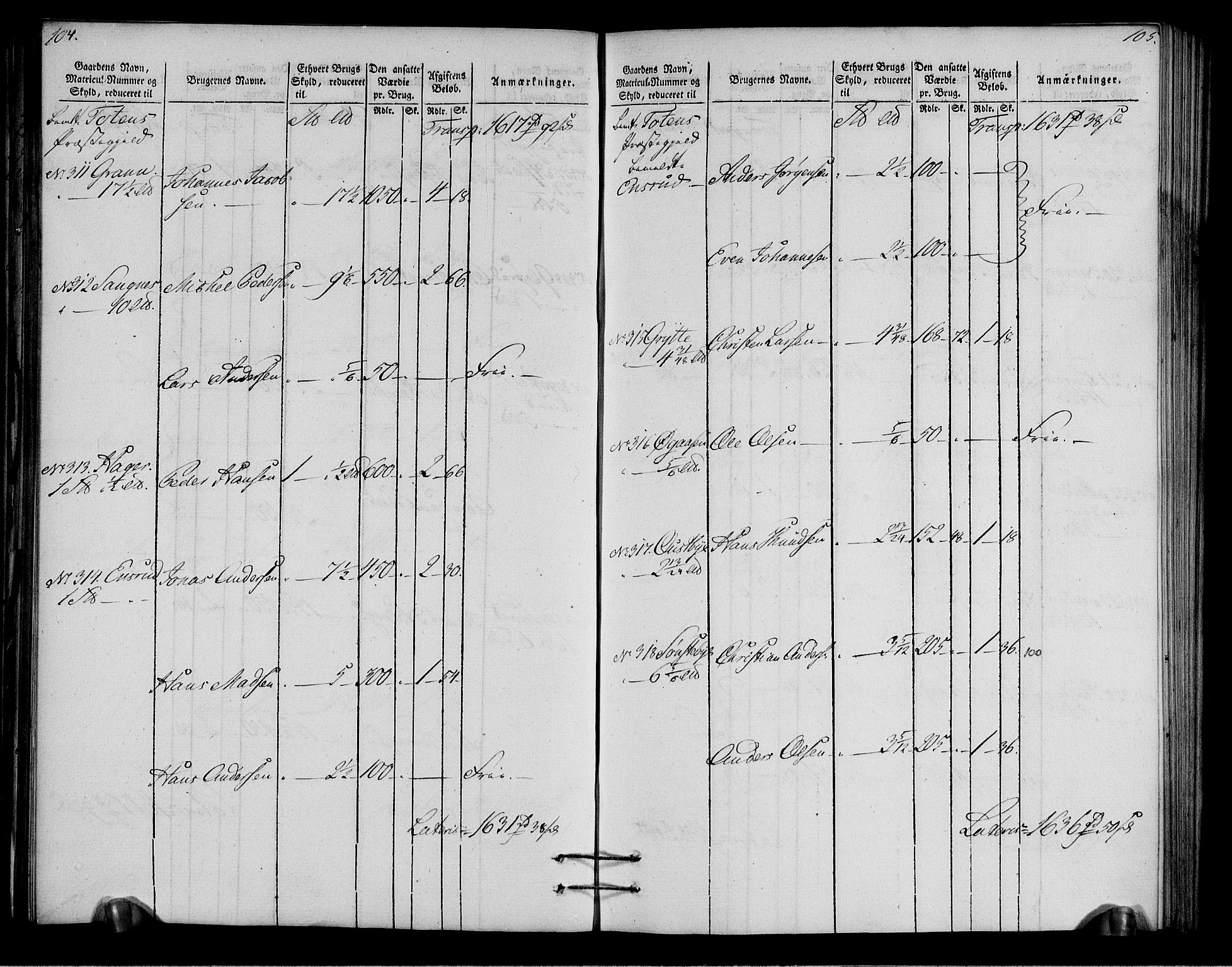 Rentekammeret inntil 1814, Realistisk ordnet avdeling, AV/RA-EA-4070/N/Ne/Nea/L0037: Toten fogderi. Oppebørselsregister, 1803-1804, p. 55