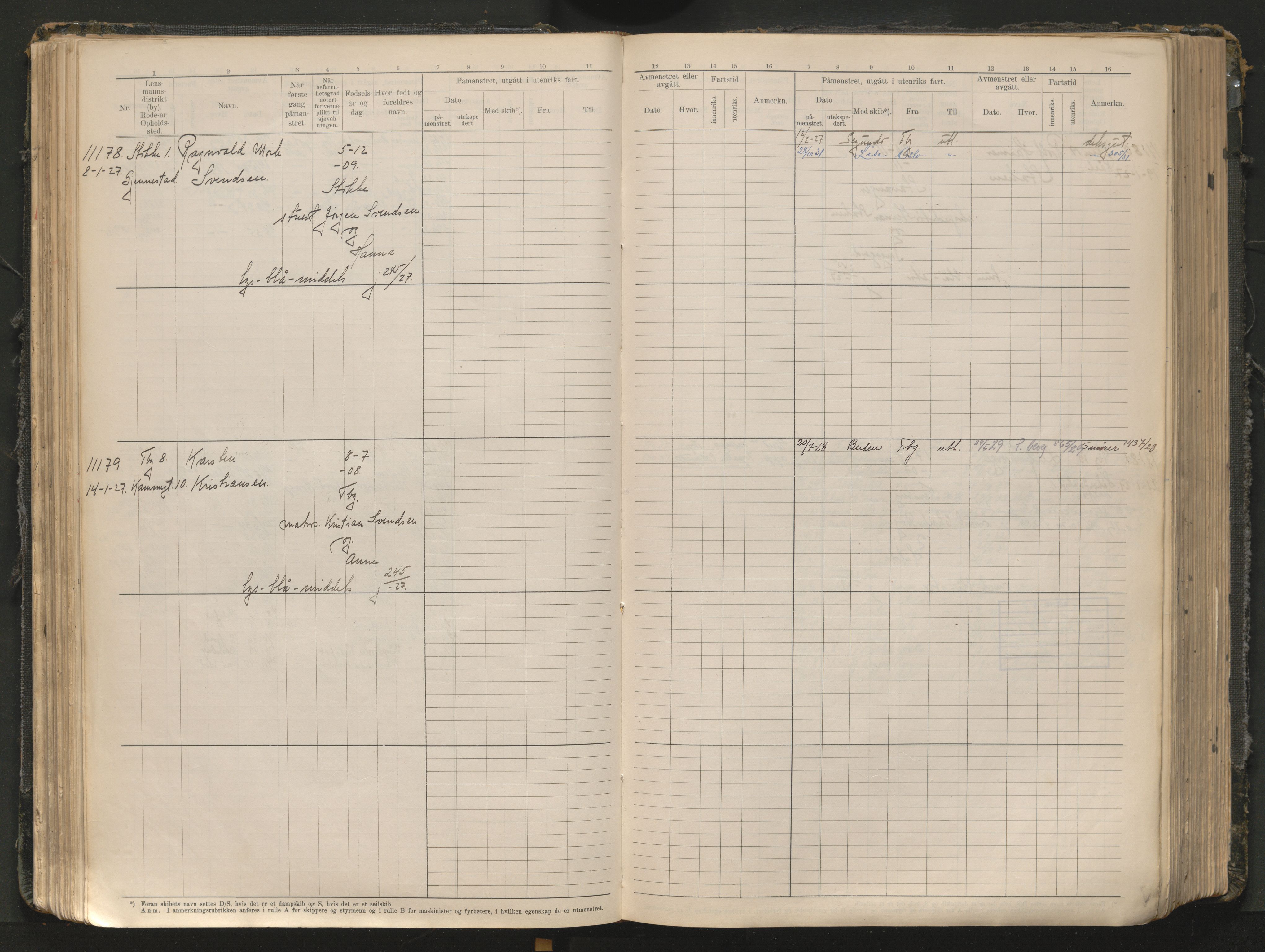 Tønsberg innrulleringskontor, AV/SAKO-A-786/F/Fc/Fcb/L0012: Hovedrulle Patent nr. 10828-12216, 1925-1948