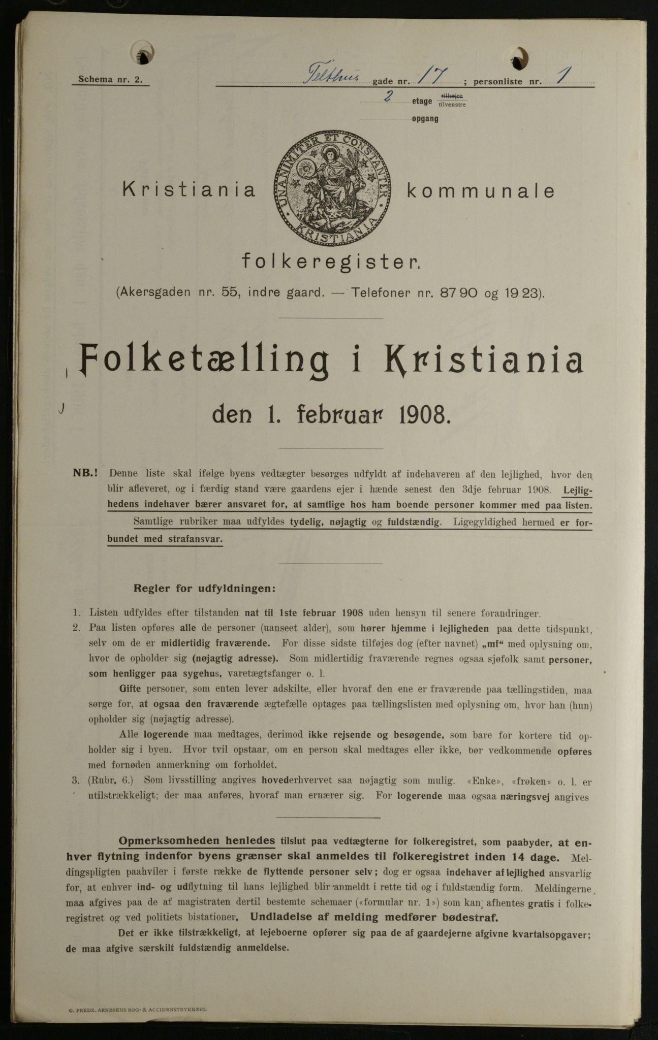 OBA, Municipal Census 1908 for Kristiania, 1908, p. 96755