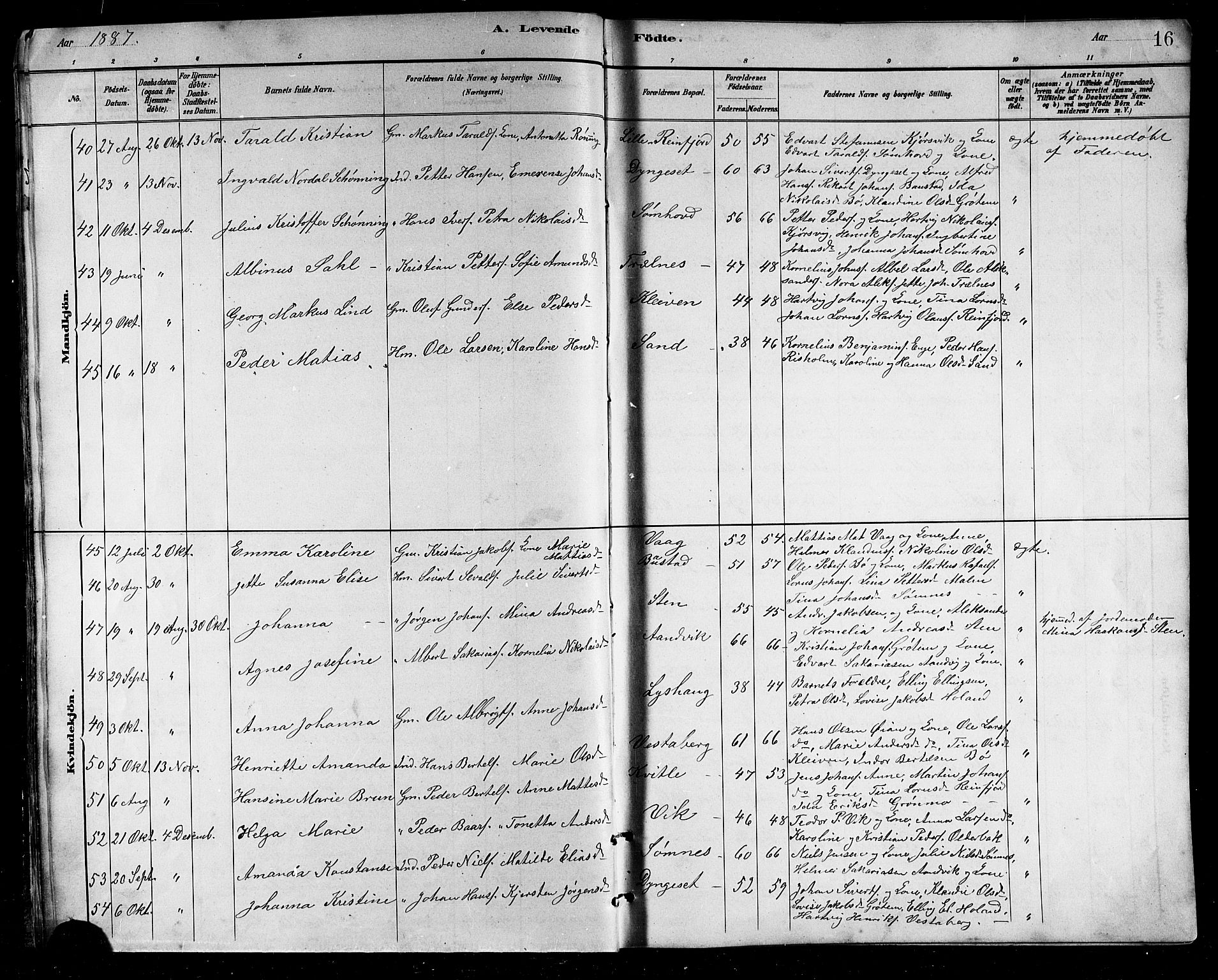 Ministerialprotokoller, klokkerbøker og fødselsregistre - Nordland, SAT/A-1459/812/L0188: Parish register (copy) no. 812C06, 1884-1912, p. 16