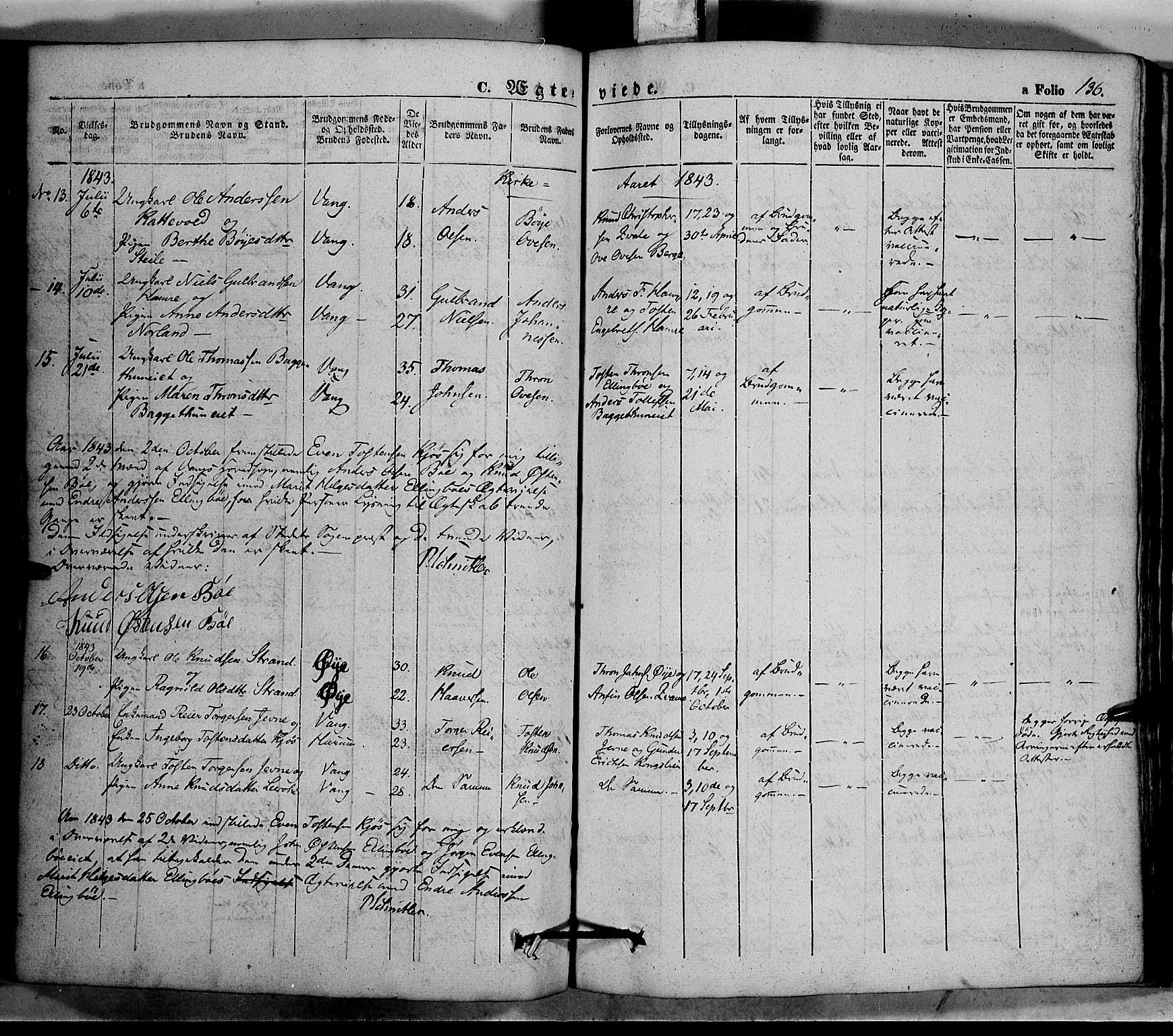 Vang prestekontor, Valdres, SAH/PREST-140/H/Ha/L0005: Parish register (official) no. 5, 1831-1845, p. 136