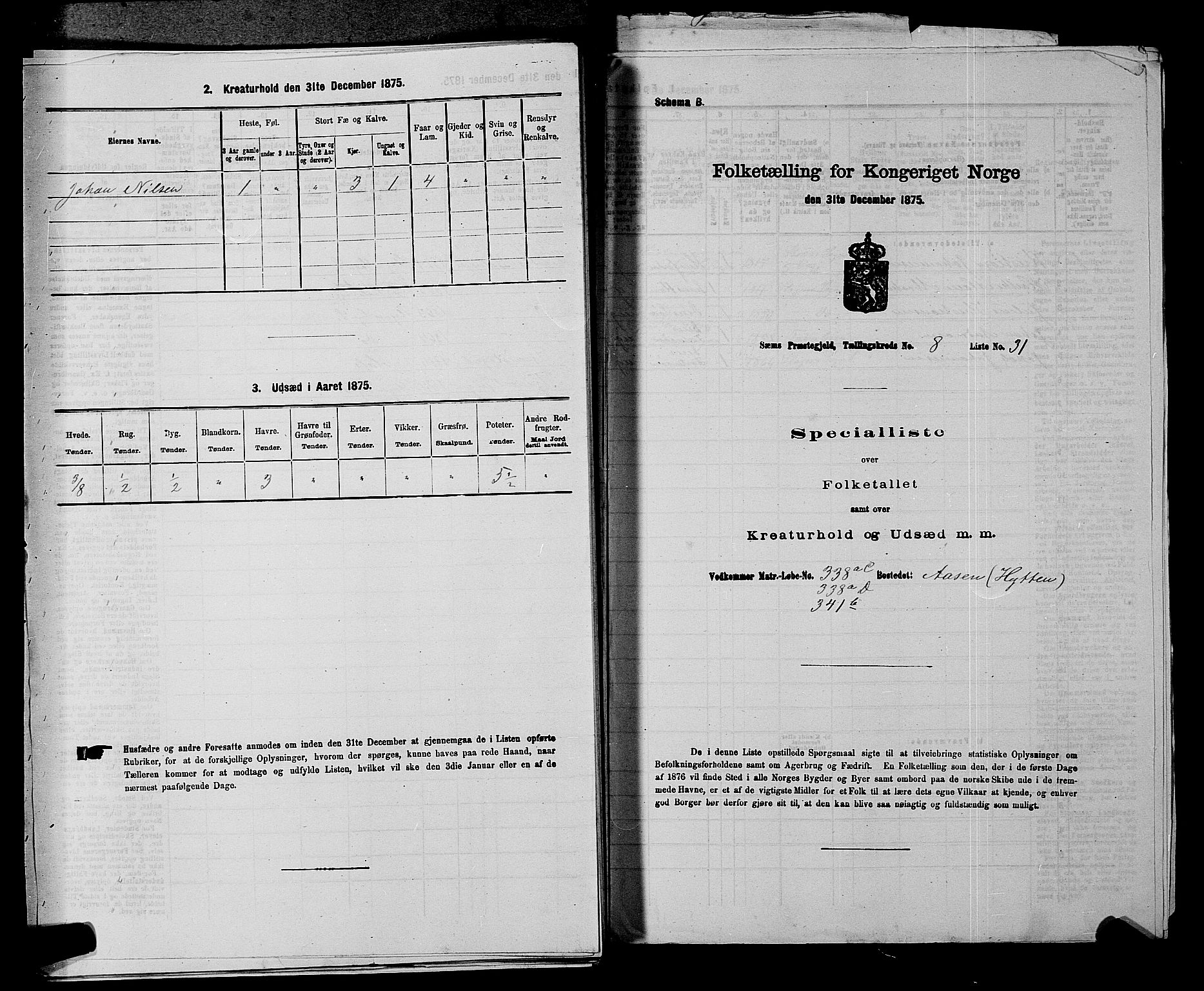 SAKO, 1875 census for 0721P Sem, 1875, p. 1485