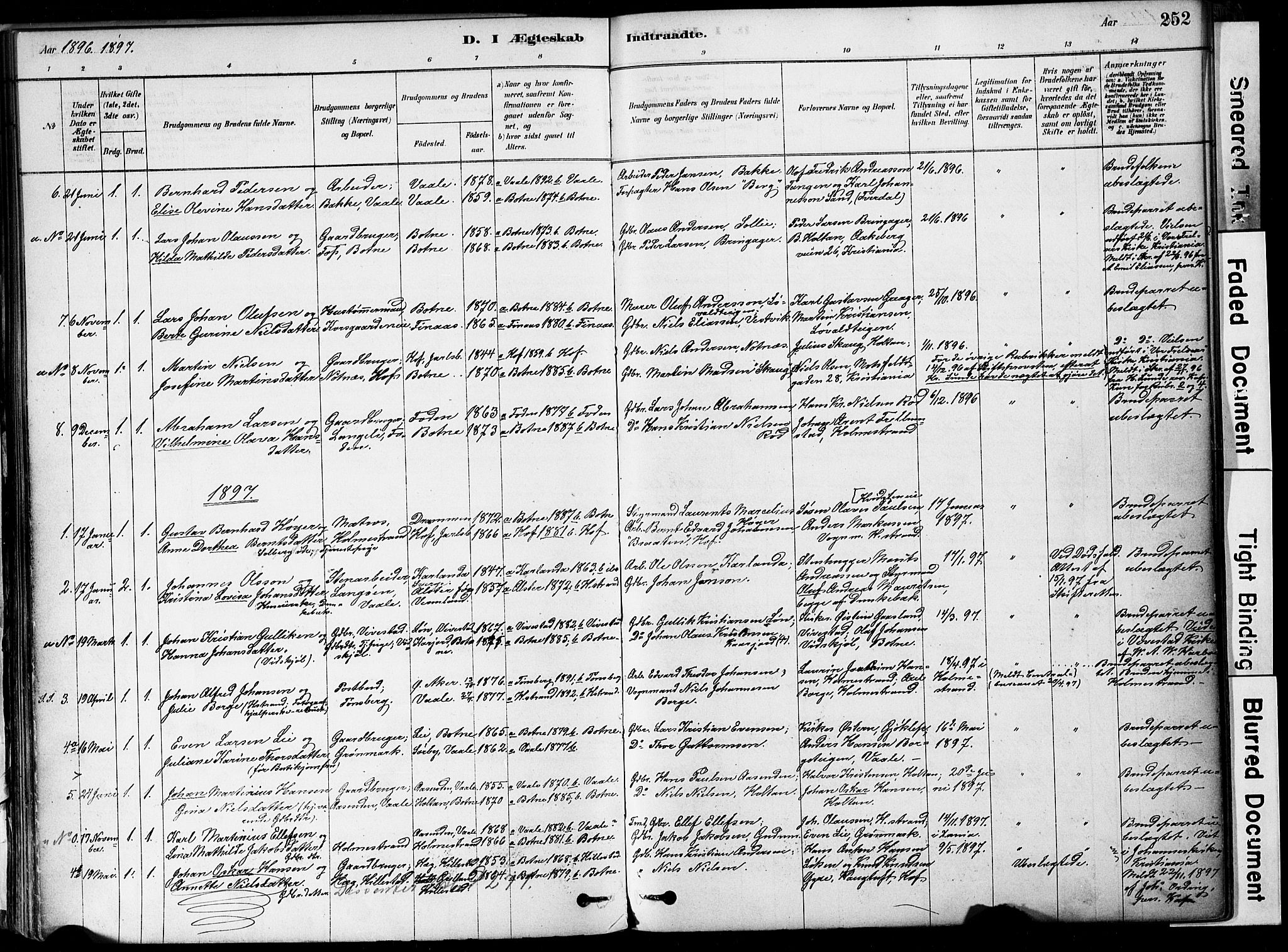 Botne kirkebøker, SAKO/A-340/F/Fa/L0007: Parish register (official) no. I 7, 1878-1910, p. 252