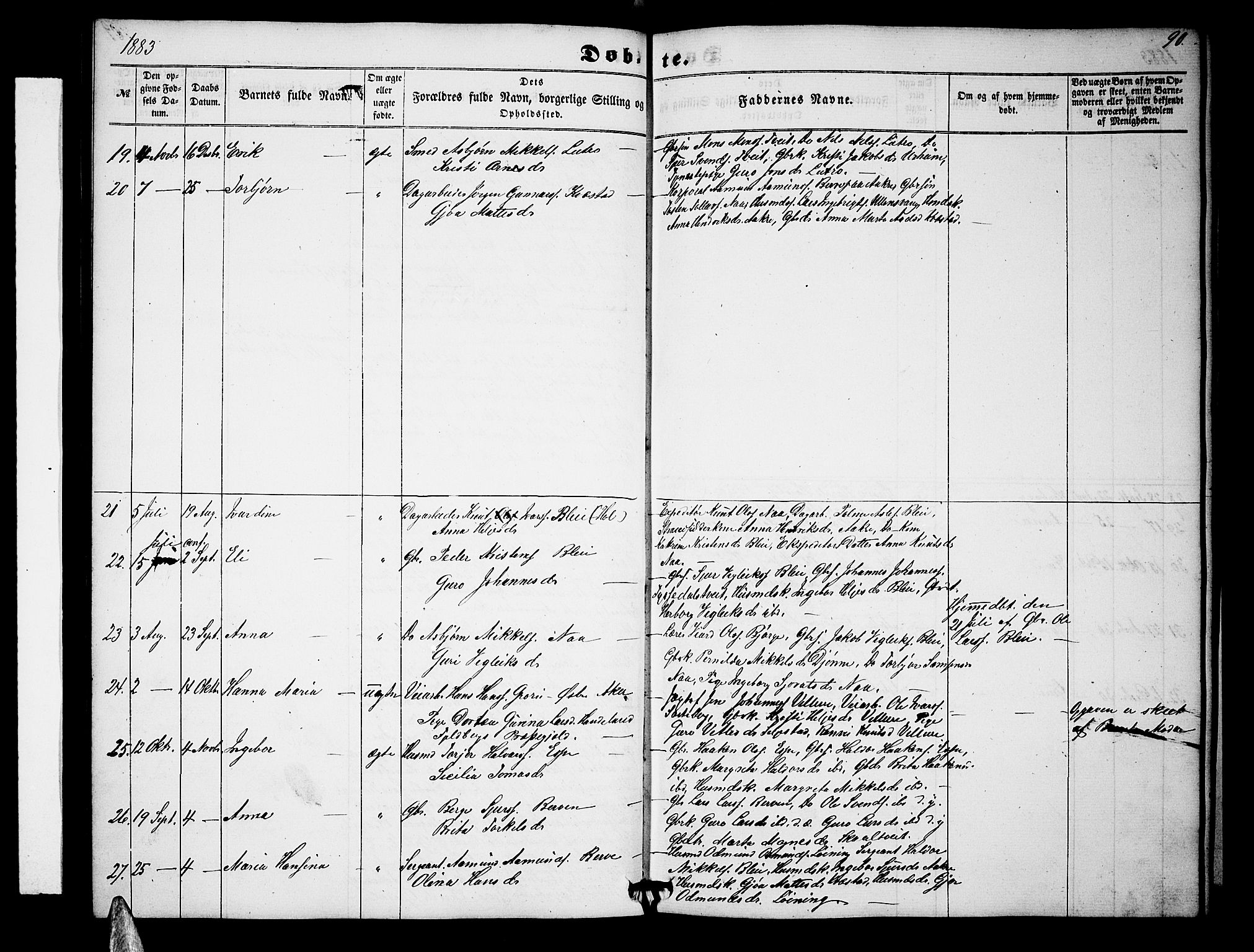 Ullensvang sokneprestembete, SAB/A-78701/H/Hab: Parish register (copy) no. B 10, 1858-1886, p. 90