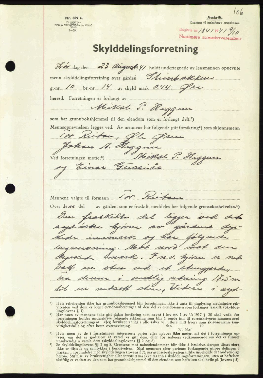 Nordmøre sorenskriveri, AV/SAT-A-4132/1/2/2Ca: Mortgage book no. A91, 1941-1942, Diary no: : 1841/1941