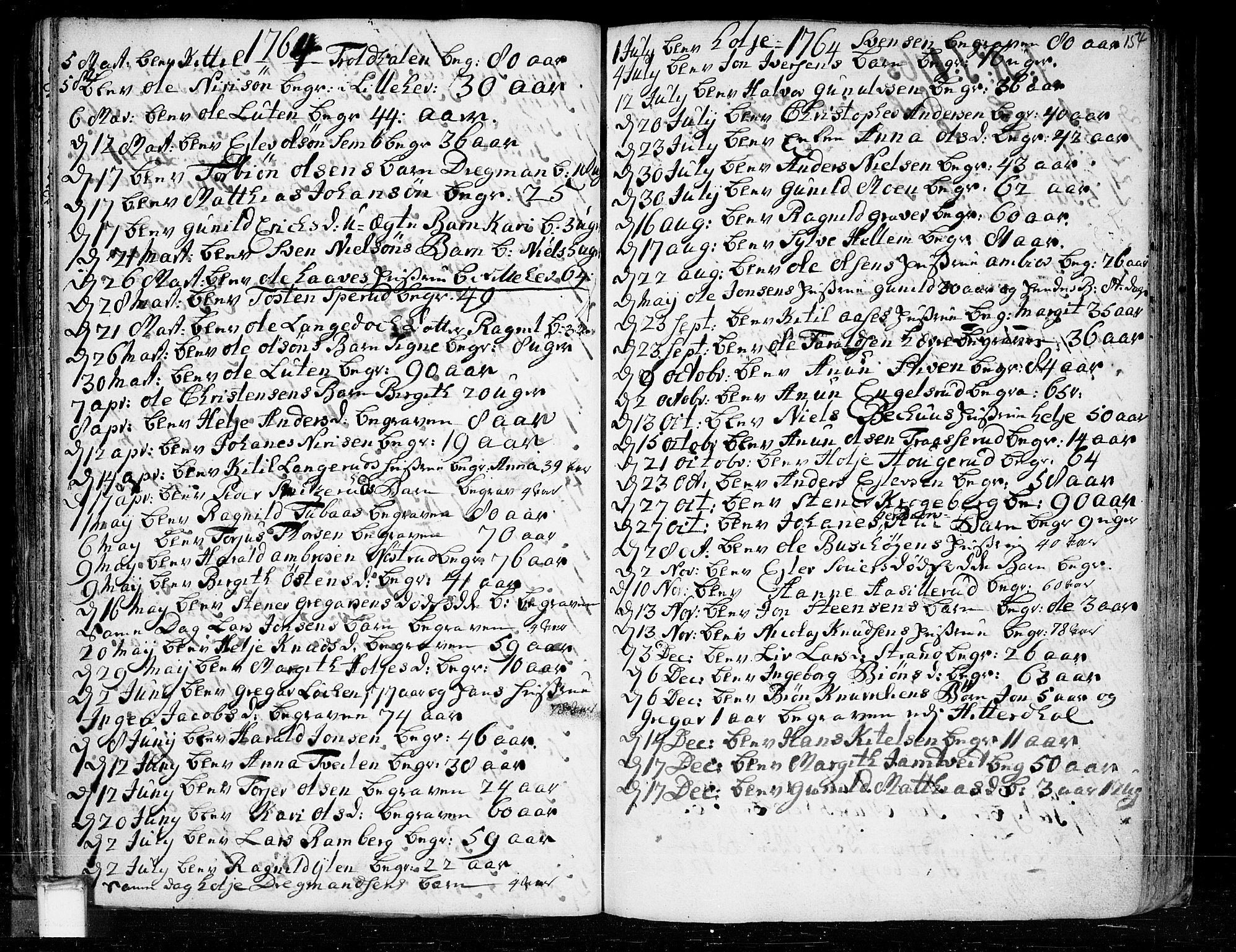 Heddal kirkebøker, SAKO/A-268/F/Fa/L0003: Parish register (official) no. I 3, 1723-1783, p. 154
