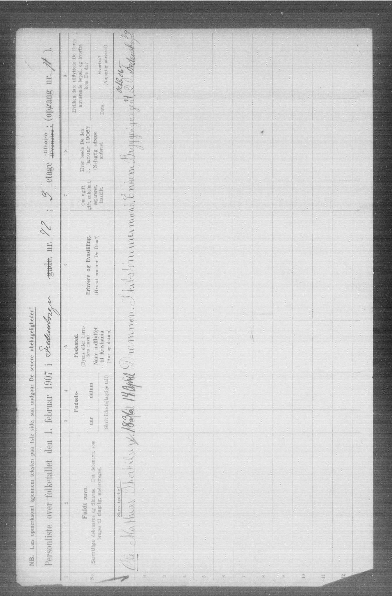 OBA, Municipal Census 1907 for Kristiania, 1907, p. 13504