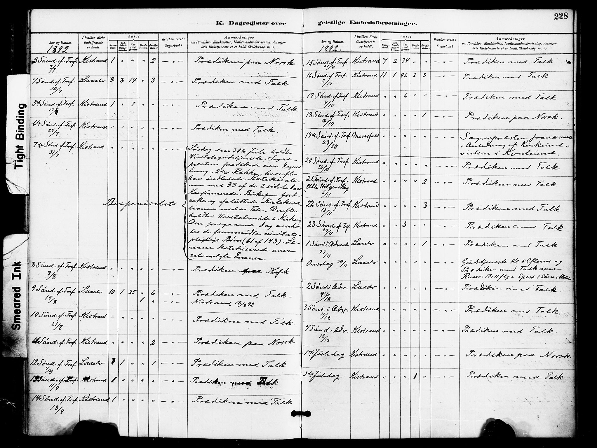 Kistrand/Porsanger sokneprestembete, AV/SATØ-S-1351/H/Ha/L0008.kirke: Parish register (official) no. 8, 1890-1898, p. 228