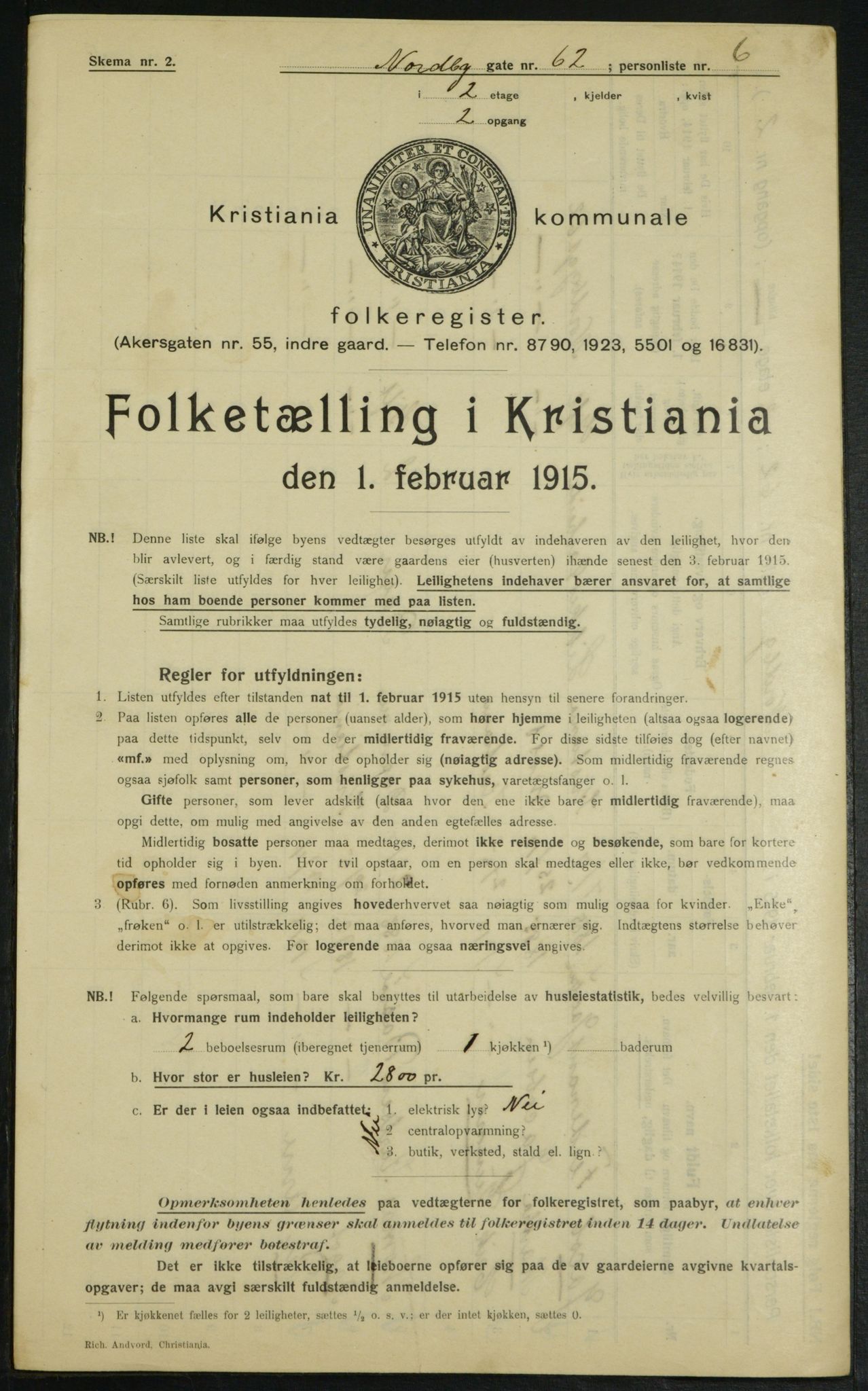 OBA, Municipal Census 1915 for Kristiania, 1915, p. 71545