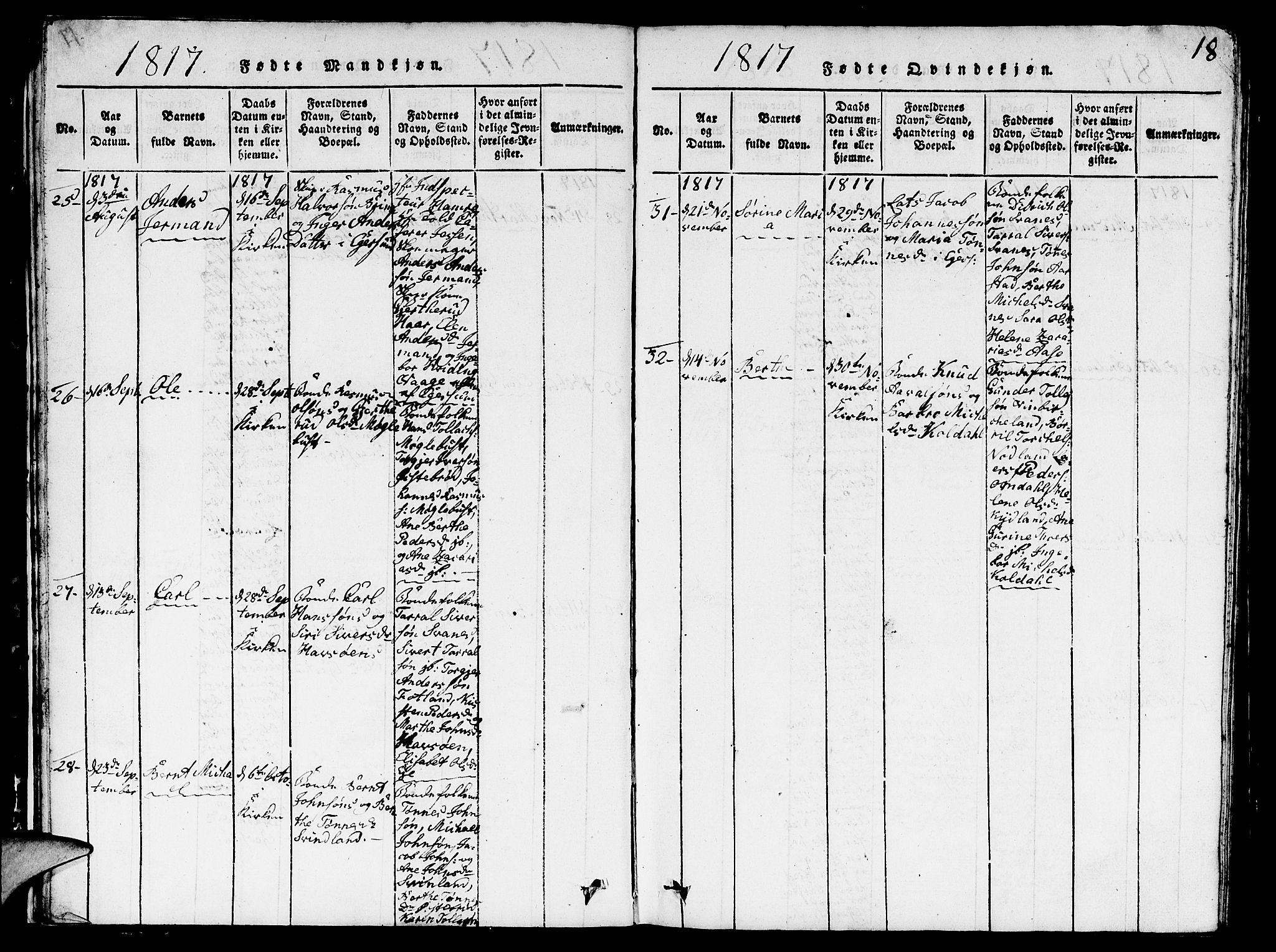 Eigersund sokneprestkontor, AV/SAST-A-101807/S09/L0001: Parish register (copy) no. B 1, 1815-1827, p. 18